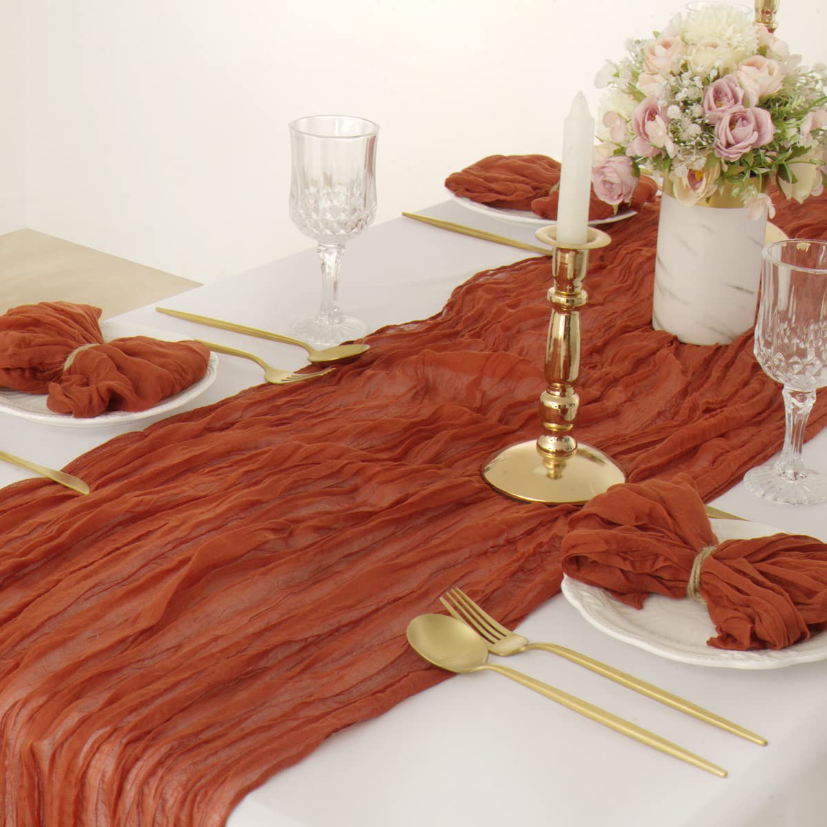 Socomi Terracotta Cheesecloth Napkins Easter Spring Napkins Set Of 10 Boho Washable Dinner Table Napkins For Wedding Party Baby