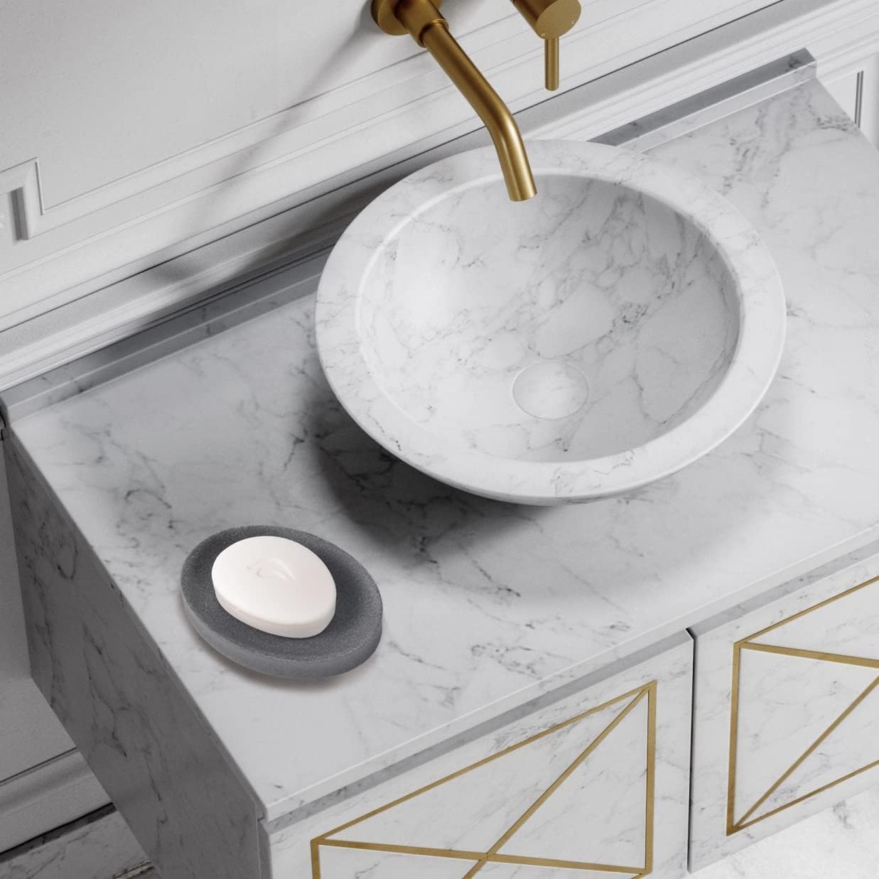 Imeea Soap Dish Resin Soap Tray Soap Holder Sponge Hand Soap Dish Holder For Bathroom Shower Kitchen Sink Counter (Grey)