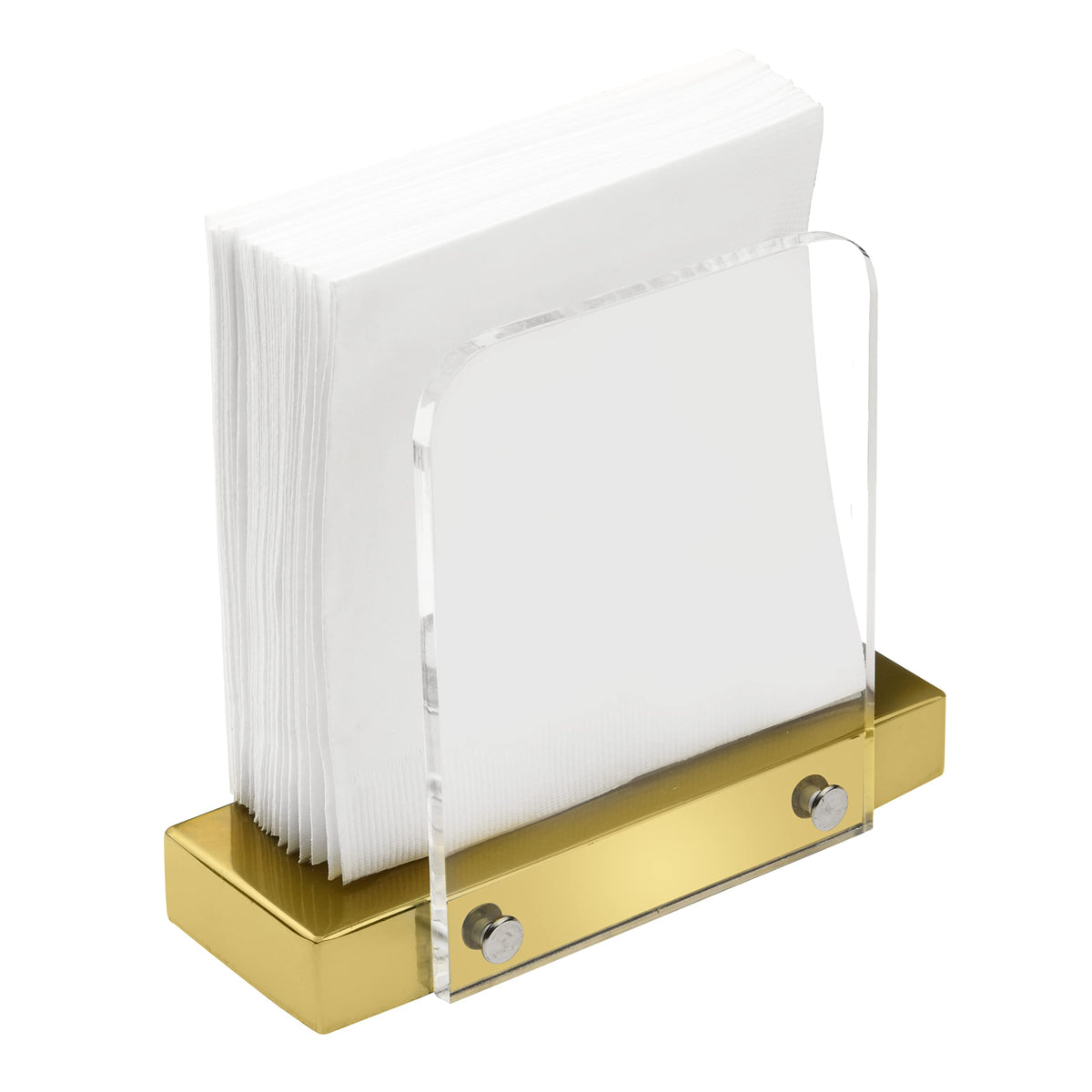 Modern Napkin Holder For Kitchen, Standing Napkin Holder For Tables, Clear Acrylic And Gold Steel Base Kitchen & Dining Room Dec