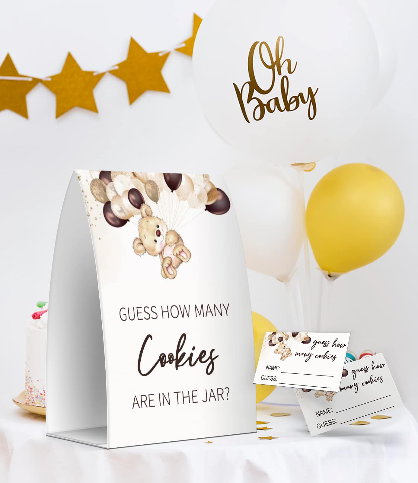 Guess How Many Cookies Are In The Jar  Baby Shower Games  Baby Shower Decorations - One Sign and 50 Cards(MANY026)