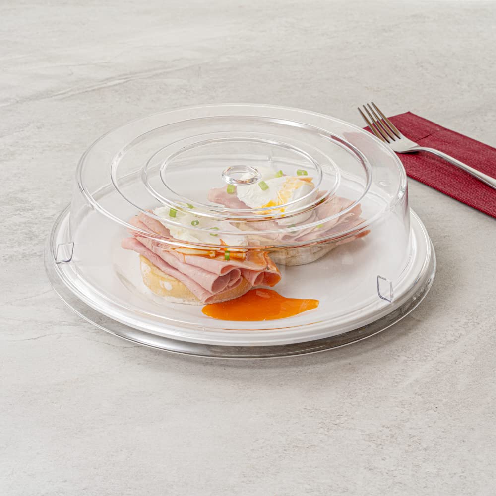 Restaurantware Cater Tek 11 Inch Polycarbonate Plate Covers 10 Shatterproof Dish Covers - Dishwashable For 11 Inch Plates Clear