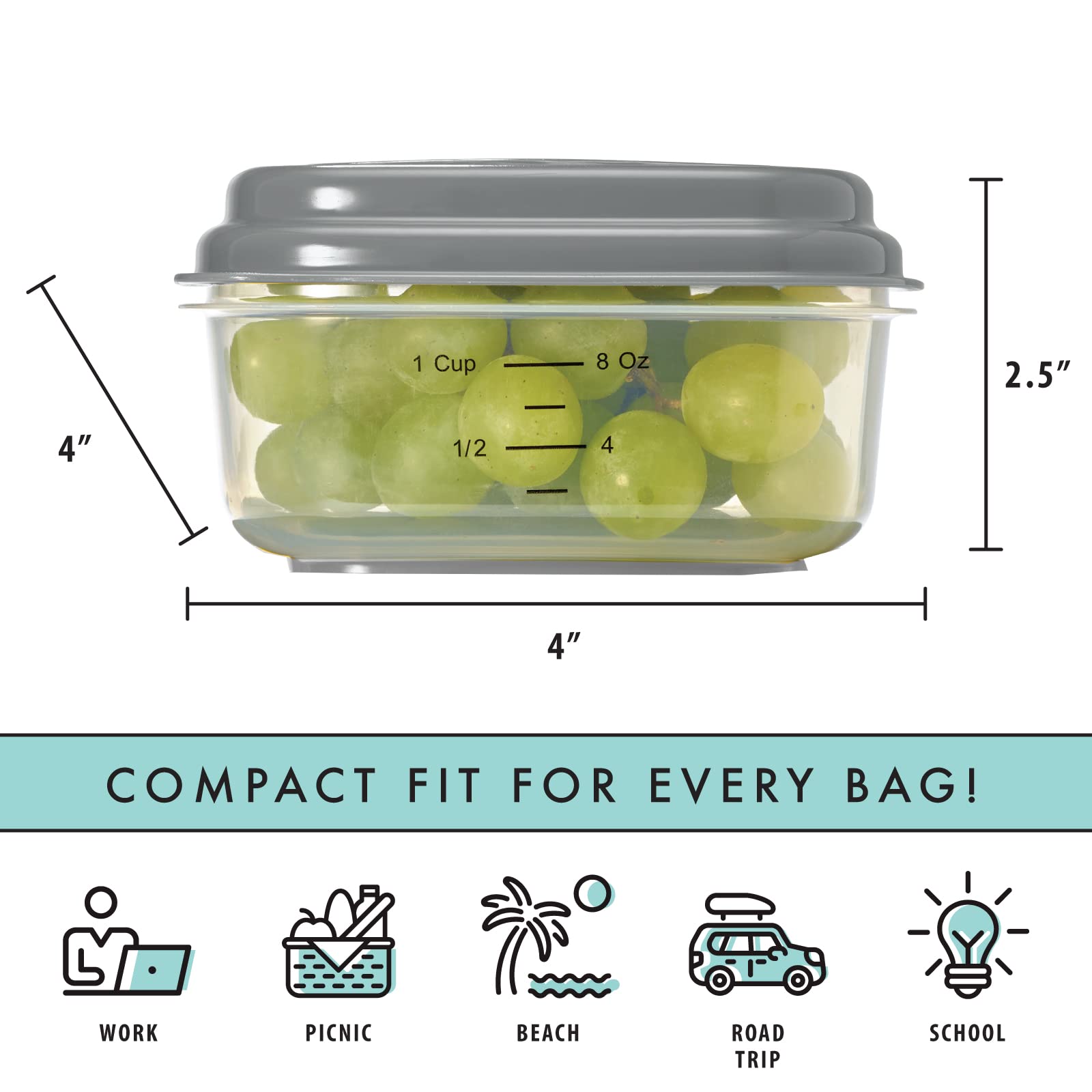 Fit & Fresh Stak Pak Set, 6 Piece, Plastic, New Multicolored