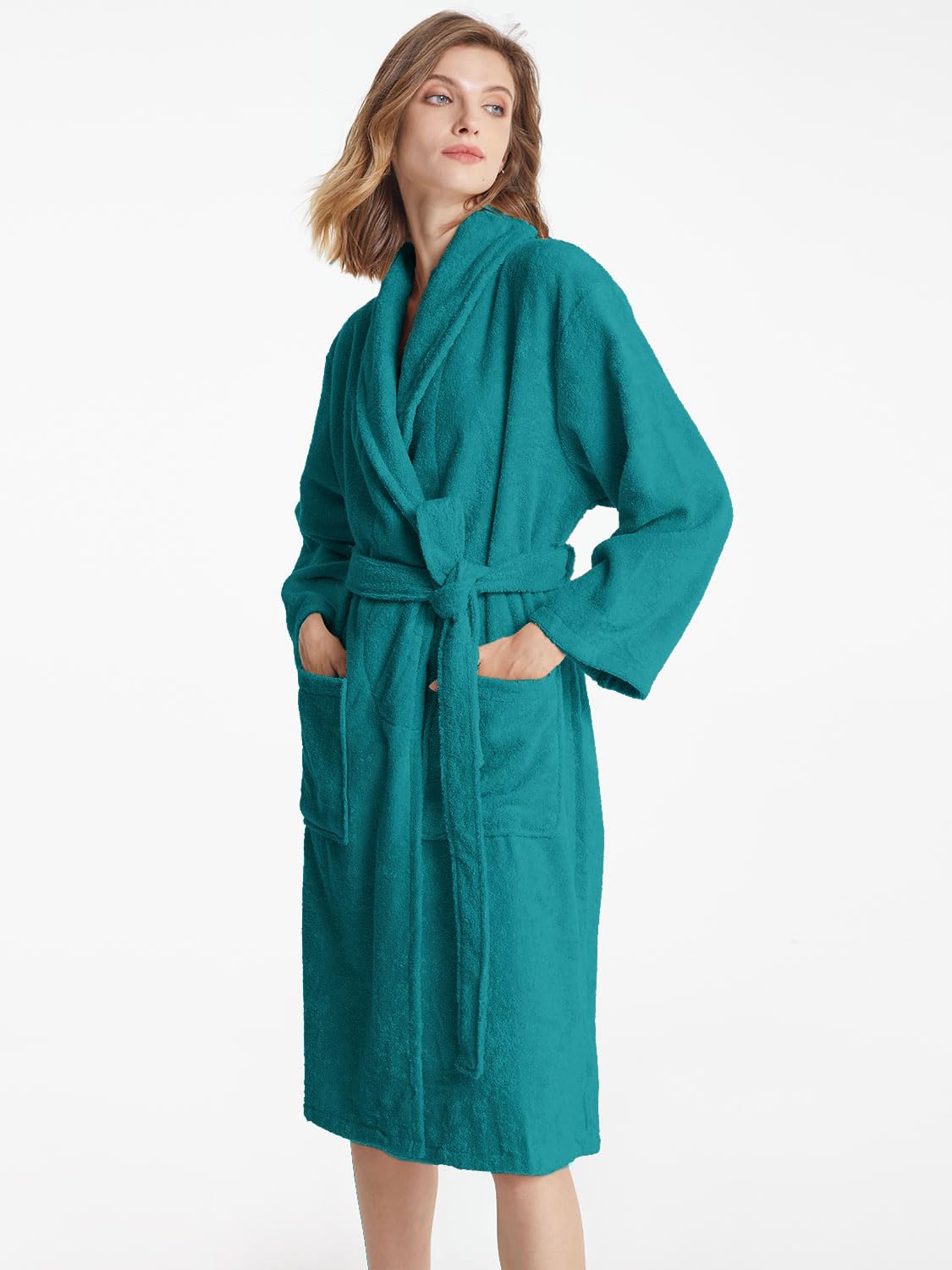 SIORO Robes for Women Terry Cloth Long Hotel Spa Bathrobes Cotton Towel House Coat Hot Tub Soft Absorbent Loungewear