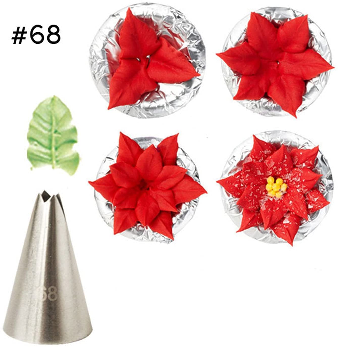 Leaf Piping Tips, Hsxxf 5Pcs Russian Piping Tips Stainless Steel Piping Tips Piping Nozzles Cake Piping Icing Nozzles Cake Decor