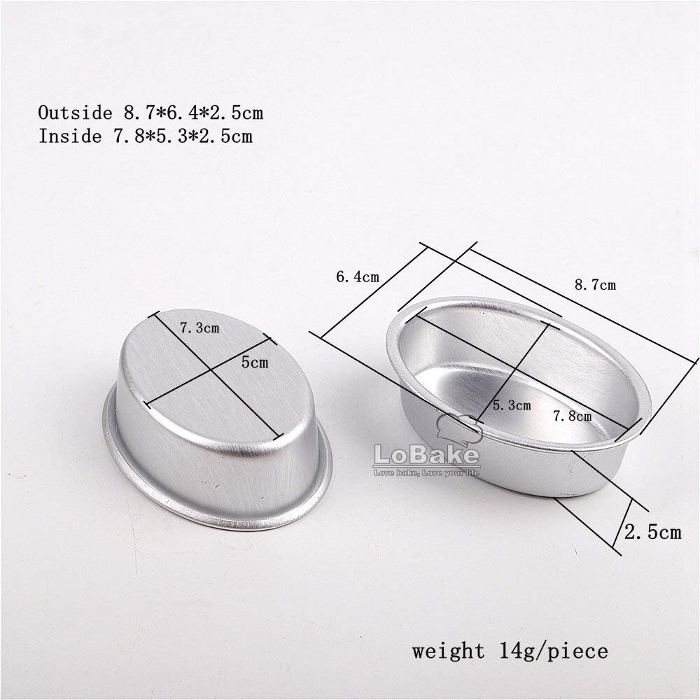 Lobake 10Pcs Mini Size Oval Egg Shape Aluminium Alloy Metal Cheese Pan Cake Mold Bread Mould Tart Holder Pudding Jelly Tin Diy B