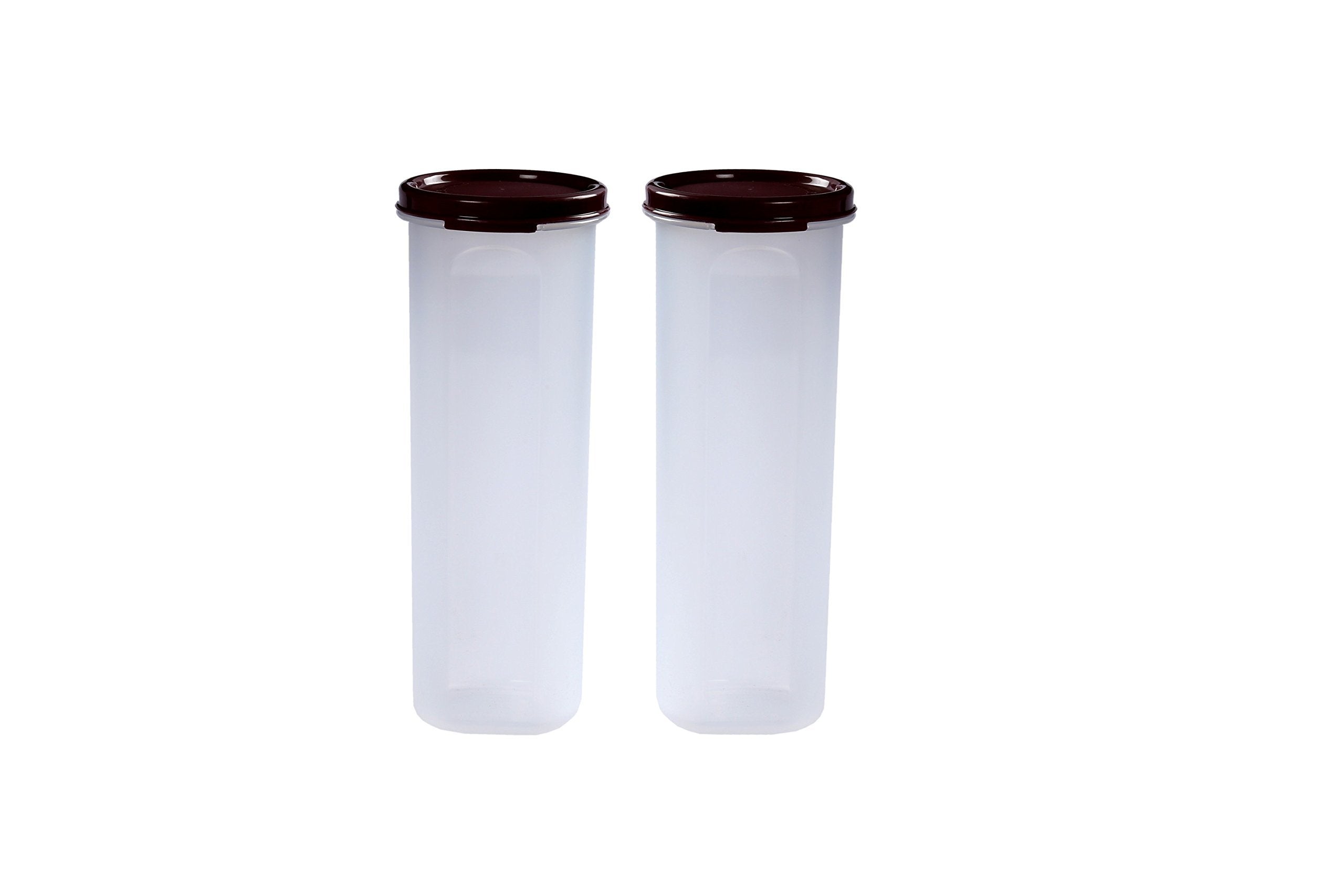 Signoraware Modular Round Plastic Container Set, 890Ml, Set Of 2, Maroon