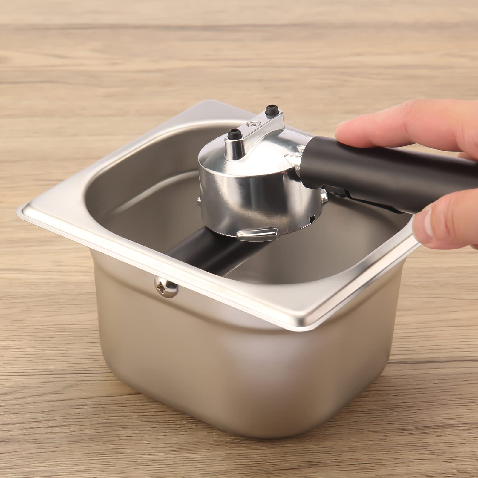 Coffee Knock Box,Espresso Dump Bin,Coffee Bin,Stainless Steel Espresso Knock Box Built-In Container For Coffee Ground 6.3 X 6.89