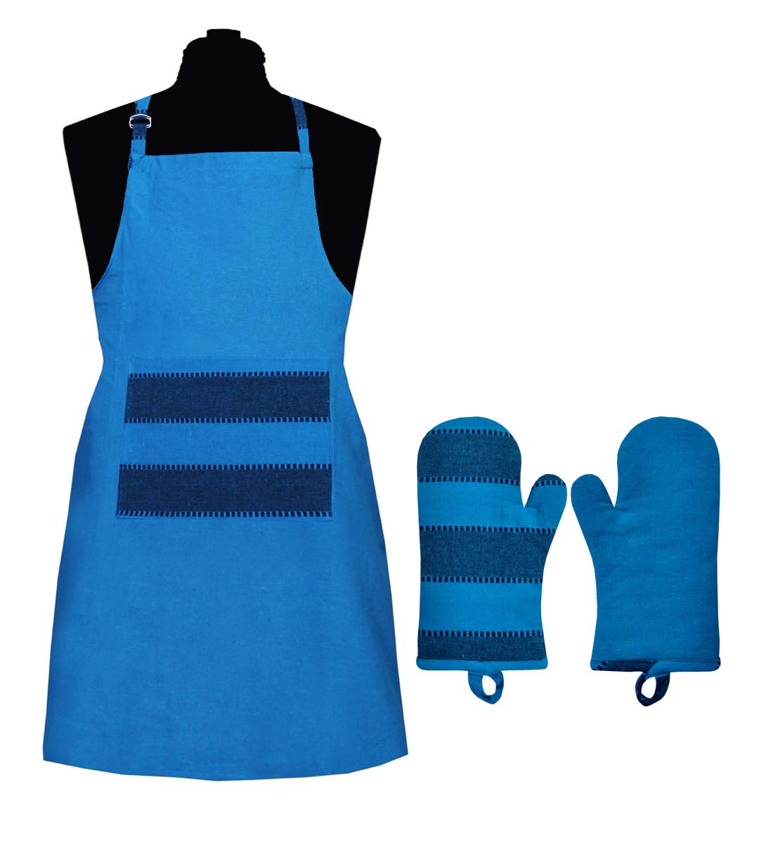 Cotton Yarndyed Aprons, Size 55Cm In Width & 85Cm In Length With 1 Center Pocket, Adjustable Buckle On Top And 2 Long Ties On B