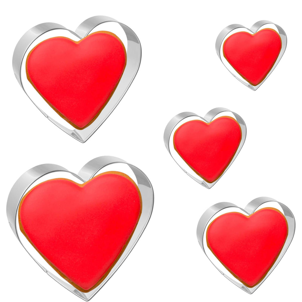 Job Jol Heart Cookie Cutters 5 Pcs, 2 ' ' To 4 ' ', For Valentine 'S Day