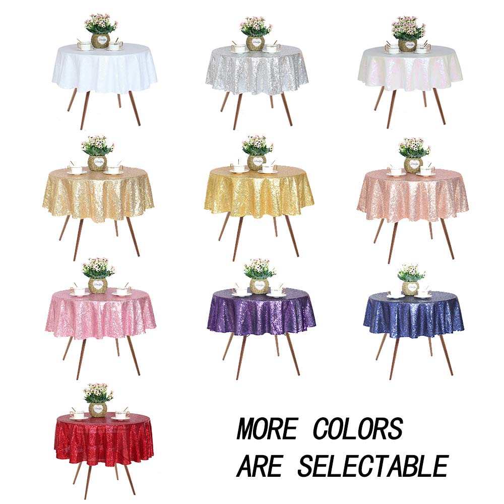 Jyflzq White Iridescent Sequin Tablecloth 50 Round Small Sparkly Drape Table Cloths Table Cover For Wedding Birthday Party Baby