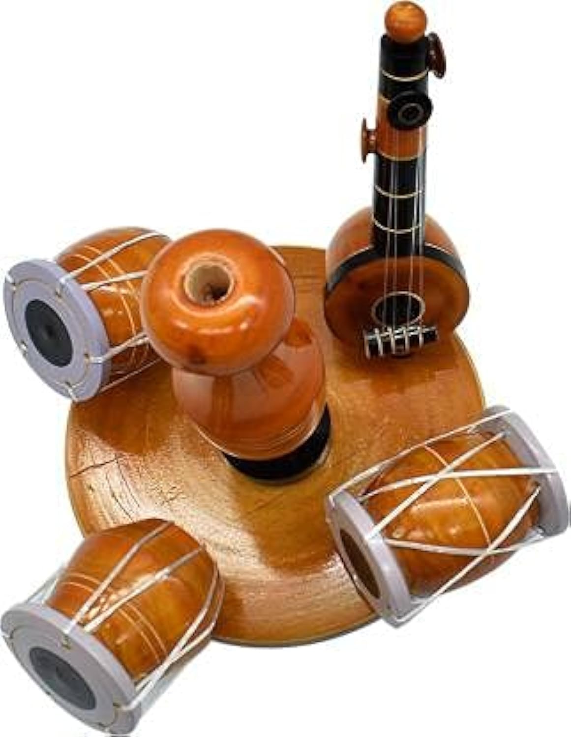Thenkumari Eco Friendly Wooden Handcrafted Musical Set With Vase Decor Decorative Showpiece For Home Table Office Living Room De