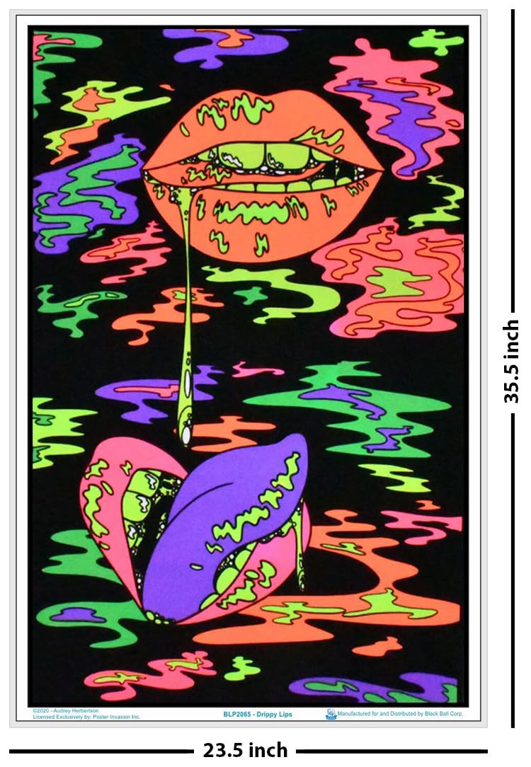 Drippy Lips - By Audrey Herbertson - Laminated Blacklight Poster - 23.5'' X 35.5''