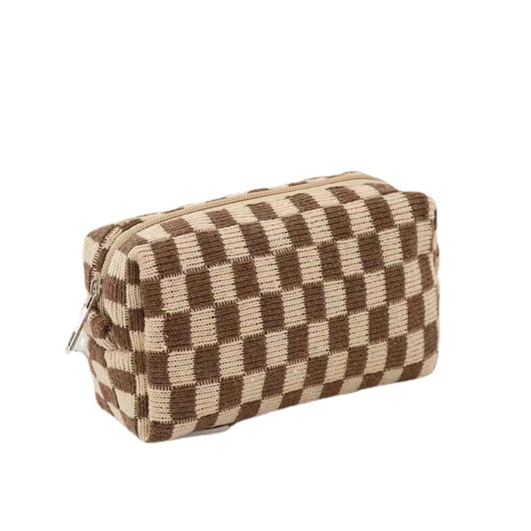 Small Cosmetic Bag Cute Makeup Bag Y2K Accessories Aesthetic Make Up Bag Y2K Purse Cosmetic Bag For Purse (Brown)