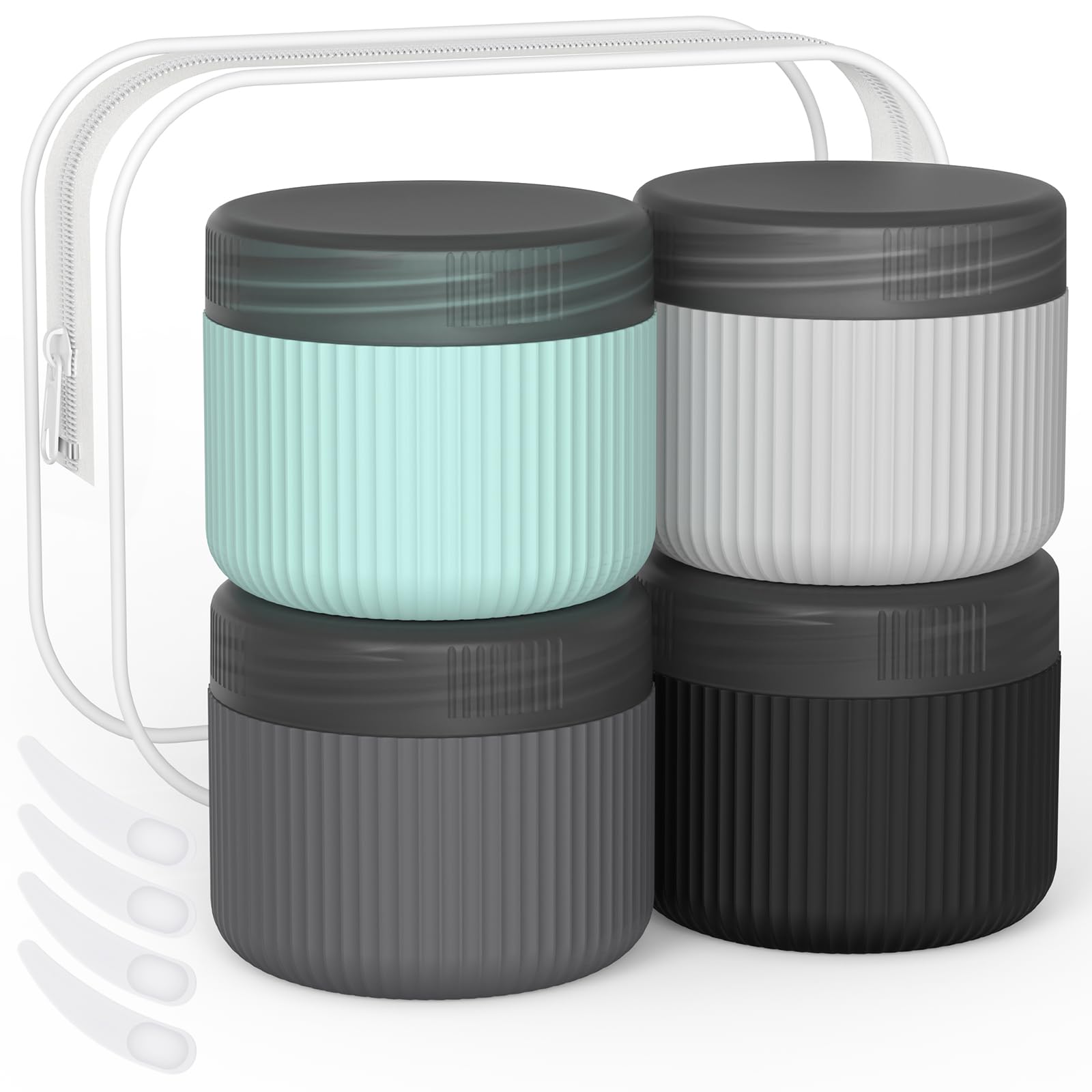 Me.Fan Travel Containers For Toiletries, Tsa Approved 2 Oz Silicone Cream Jars, Leak-Proof Travel Size Containers, Travel Access