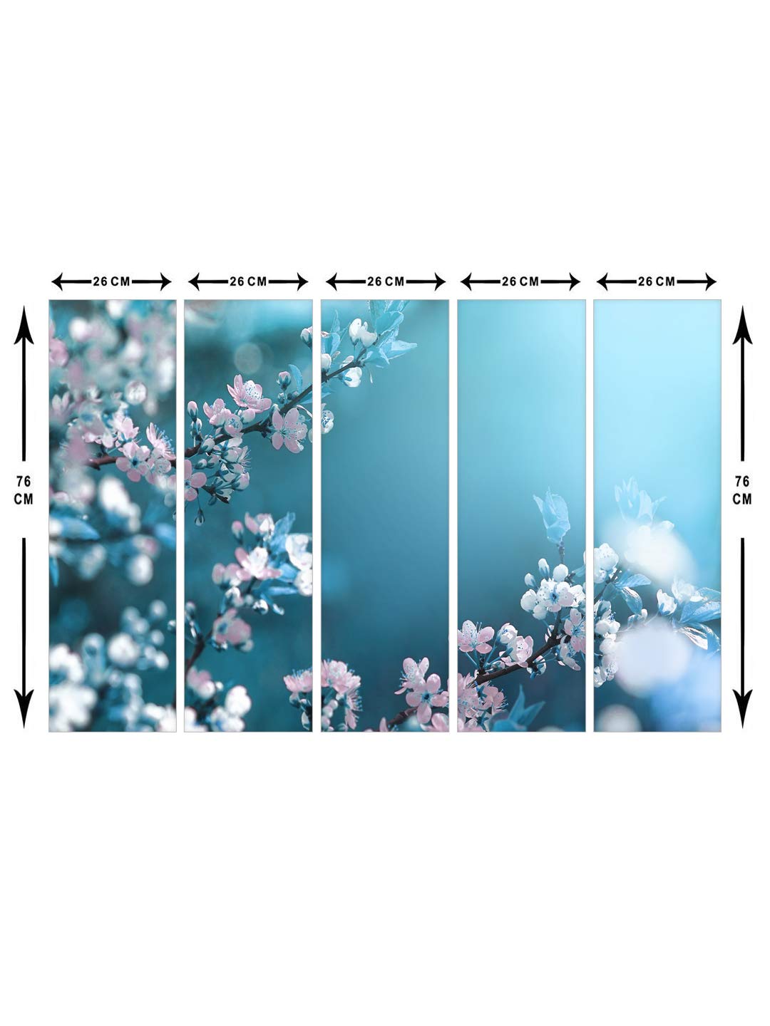 999Store White Flowers Mdf Art Panels (Mdf/Vinay_30X51 Inch_White) 5Frames0410
