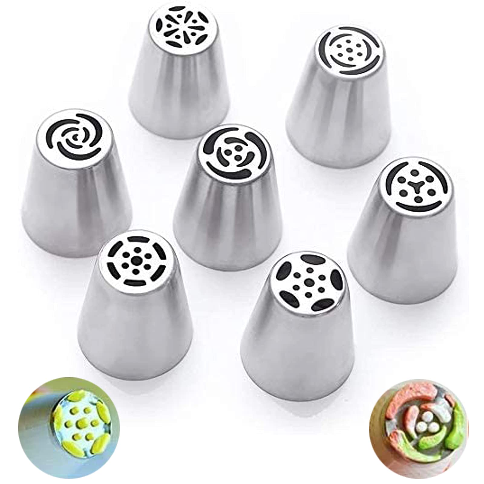 Nc Russian Icing Piping Nozzles Tip, Hsxxf 7Pcs Russian Piping Tips Stainless Steel Piping Tips Piping Nozzles Cake Piping Icing