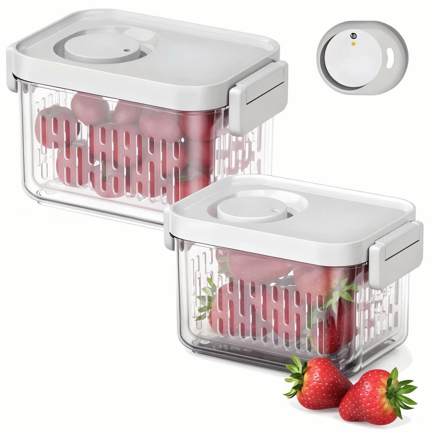vacane Dishwasher Safe Berry Keeper, Produce Saver, Clear Fruit Containers, BPA-Free Lettuce Keeper, Strawberry Container Keep F