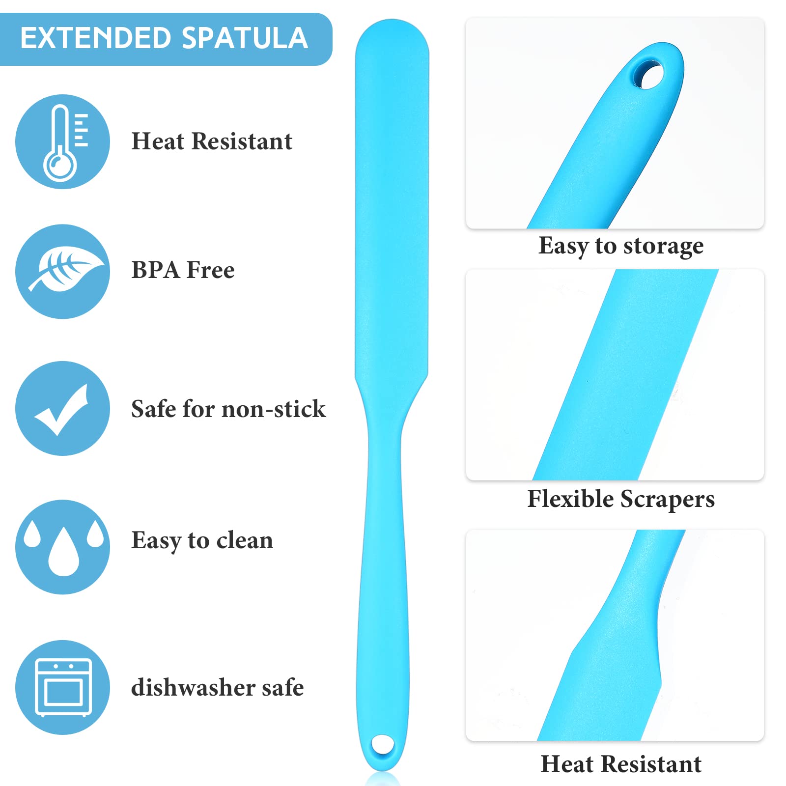 Lasnten 24 Pcs Silicone Jar Spatula Set Heat Resistant Butter Cake Cream Silicone Jar Spatula Flexible Non Stick Mixing Icing Ja