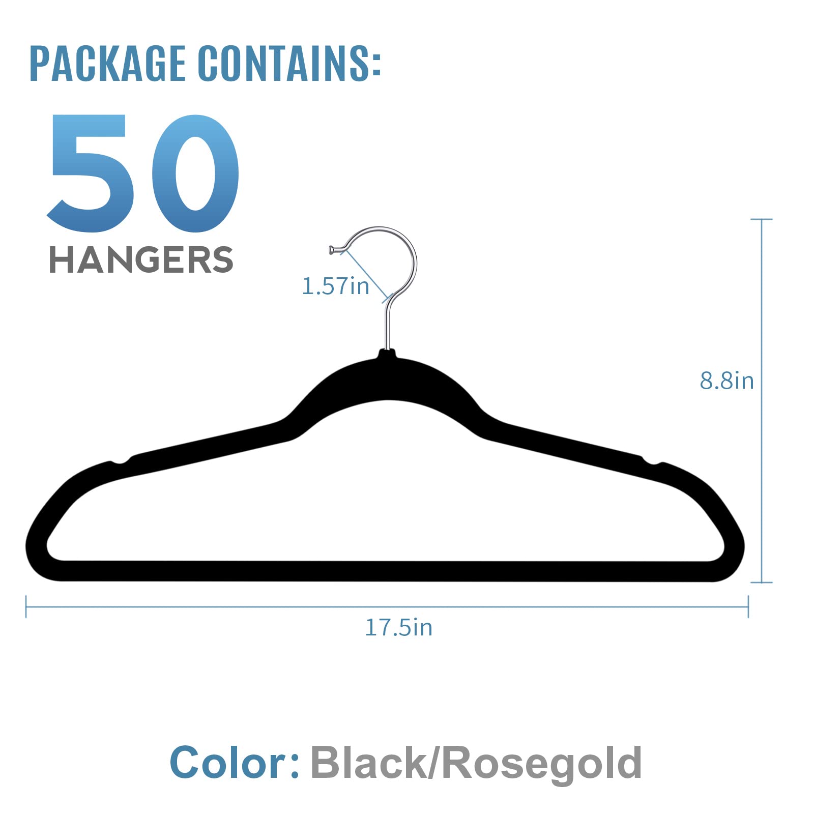 TIMMY Hangers Black Velvet Hangers - Suit Hangers (50-Pack) Ultra Thin Space Saving Coat Hanger and Heavy Duty Clothes Hangers with 360 ? Rotating Hooks for Easy Organization and Hanging