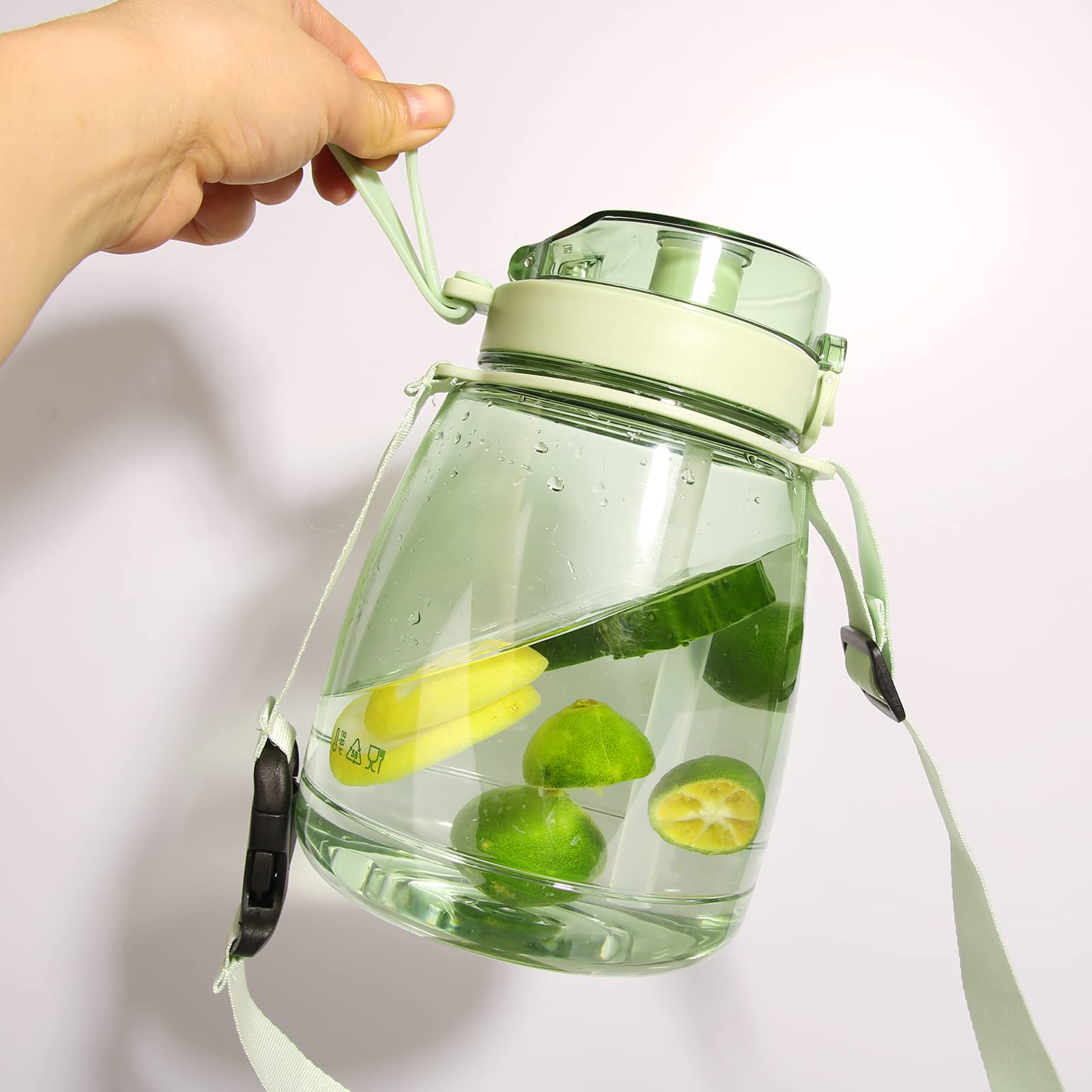 Moioibe Girls Water Bottles For School, Upgrade Aesthetic Water Bottles, Cute Water Bottles With Handle, Water Jug Green