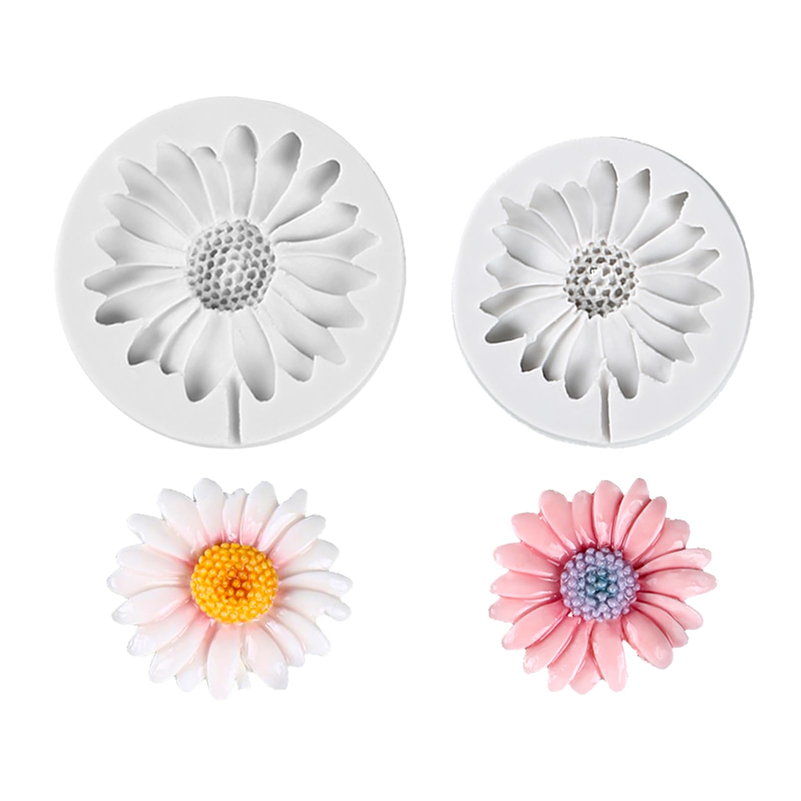 Kalaien 2Pcs Chrysanthemum Flower Silicone Mold For Fondant Cake Decorating,Chocolate,Sugarcraft, Candy Cake Decoration Clay,Soa