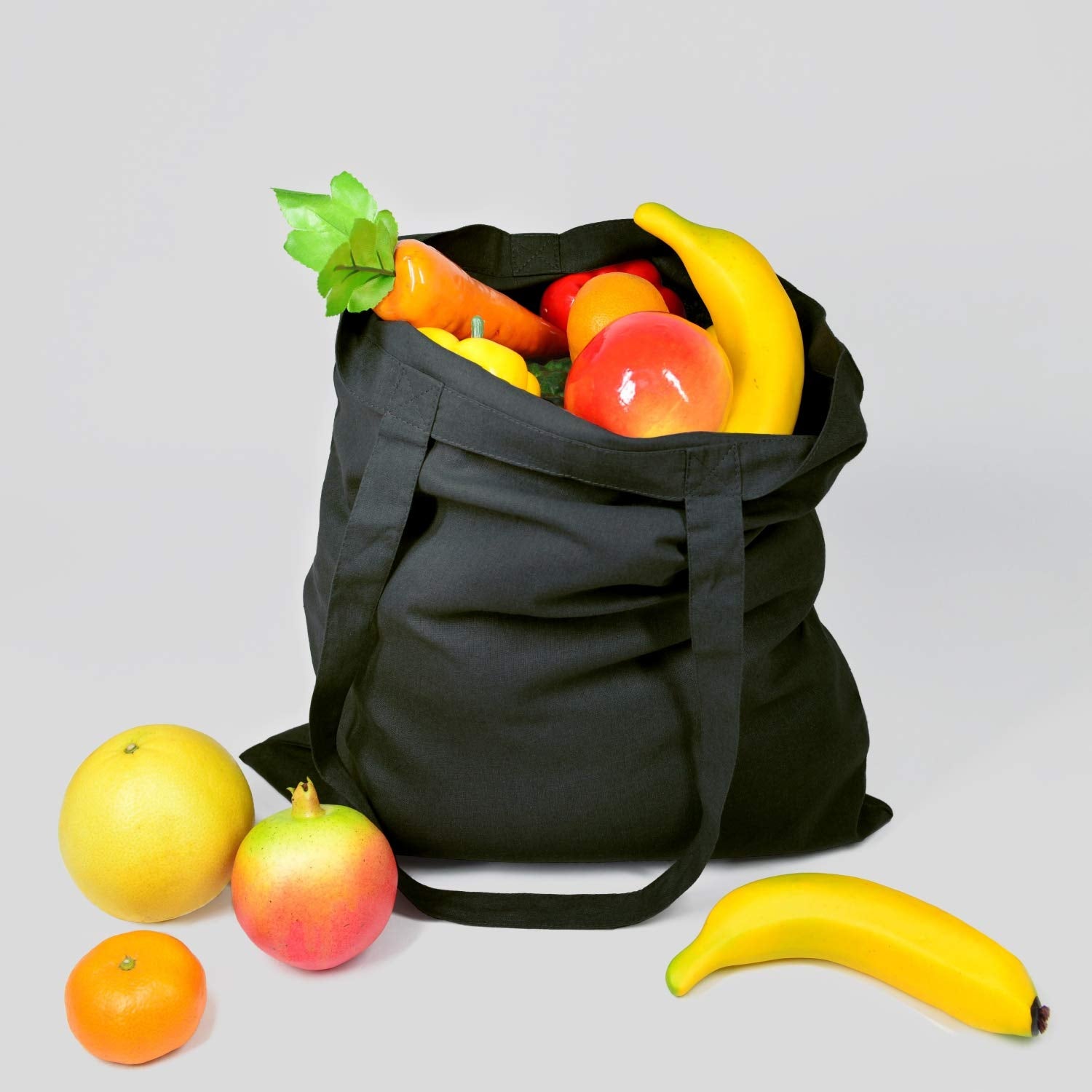 NPBAG 5 Pack 15'' X 16'' Black Cotton Tote Bags  Lightweight Blank Bulk Cloth bags with 1pc of PTFE Teflon Sheet