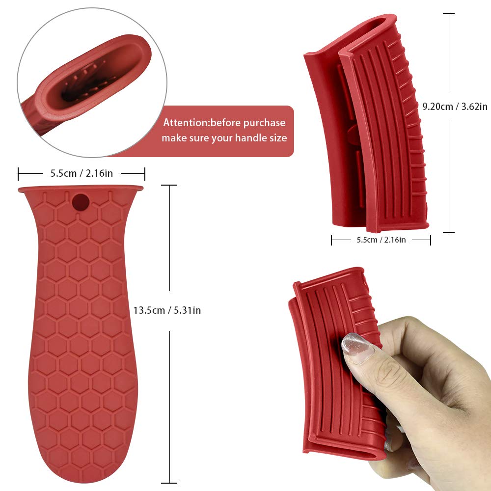 Evahom 4 Pack Silicone Hot Handle Holder,Silicone Assist Handle Holder Iron Skillet Handle Cover Heat Resistant Hot Pan Handle H
