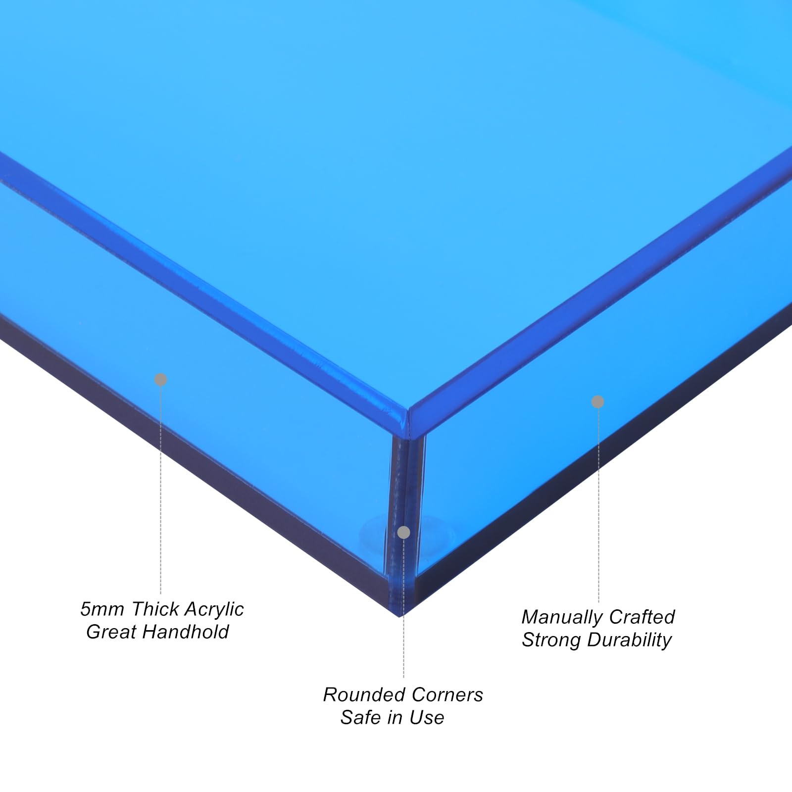 Acrylic Tray For Vanity Makeup Perfume Jewelry 12X6'' Small Decorative Tray For Bathroom Dresser Tops Candle Sink Counter, Blue