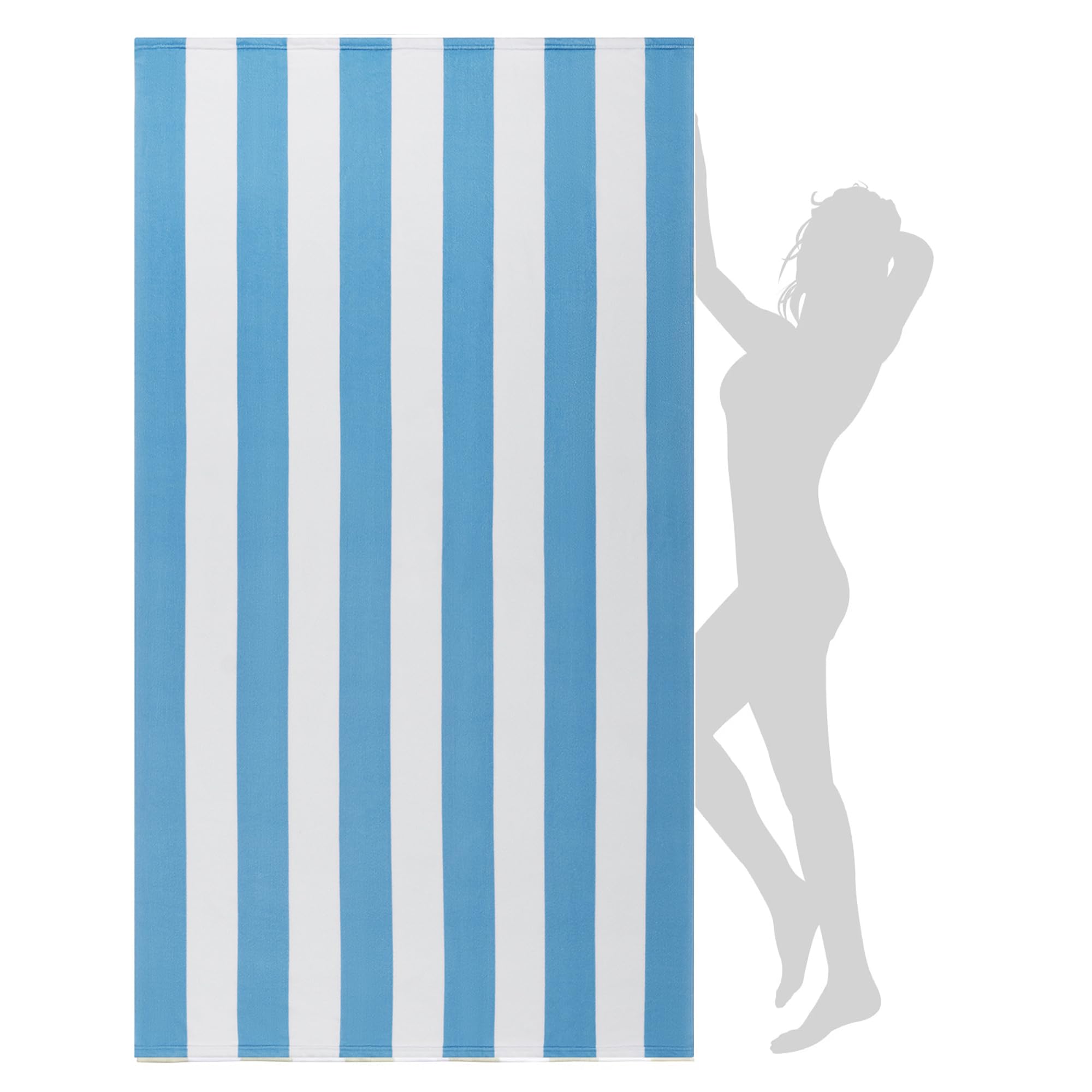 Wilfa Extra Large Beach Towel - Oversized Mircofiber Towel 40'' X 70'', Xl Striped Lightweight Pool Towel, Big Cabana Swim Trave
