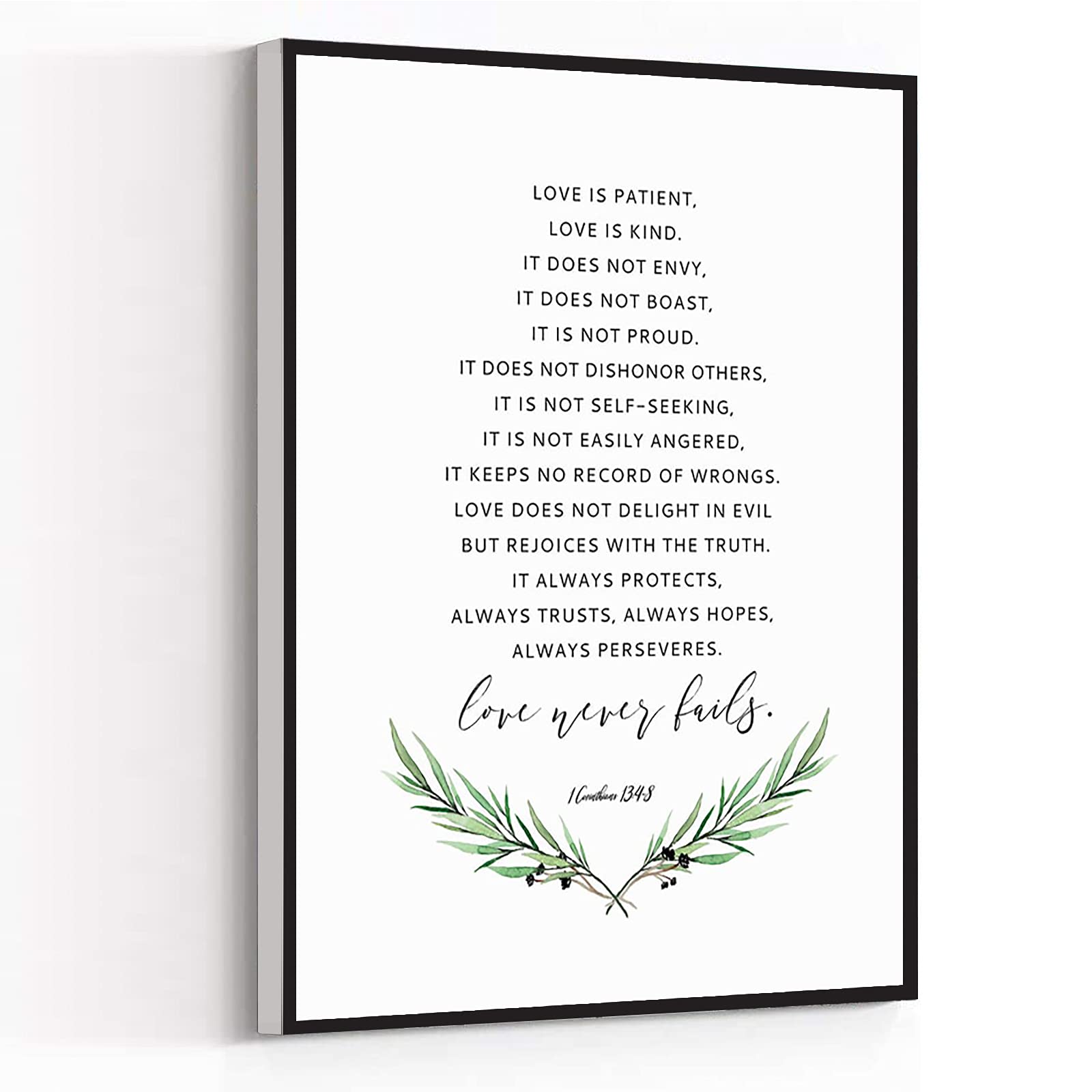 Canvas Wall Art Modern Art Print 1 Corinthians 13 4-8 Love Is Patient Love Is Kind Love Never Fails Bible Verse Wall Art Paintin