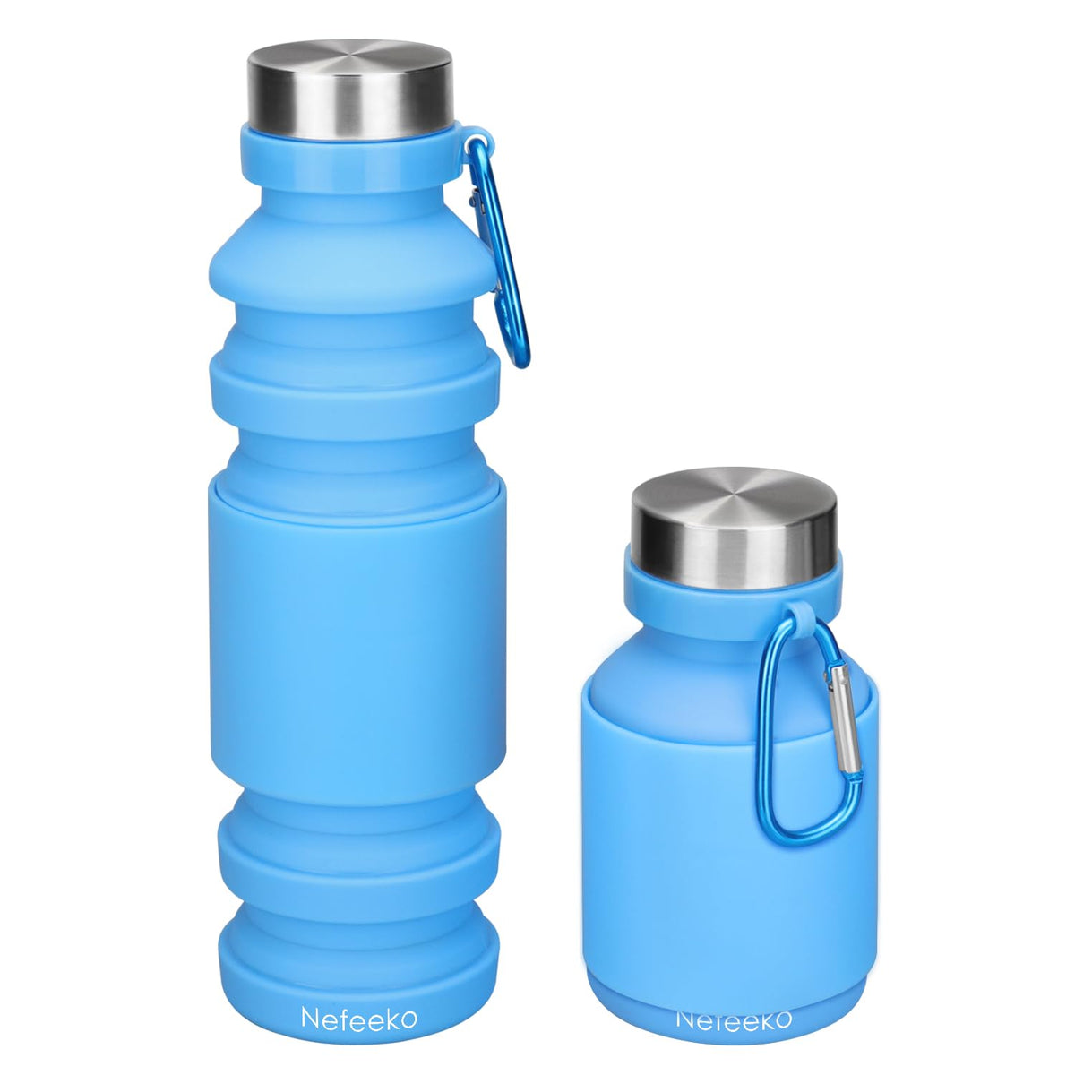 Nefeeko Collapsible Water Bottle, 18Floz Reuseable Bpa Free Silicone Foldable Water Bottles For Travel Gym Camping Hiking, Porta