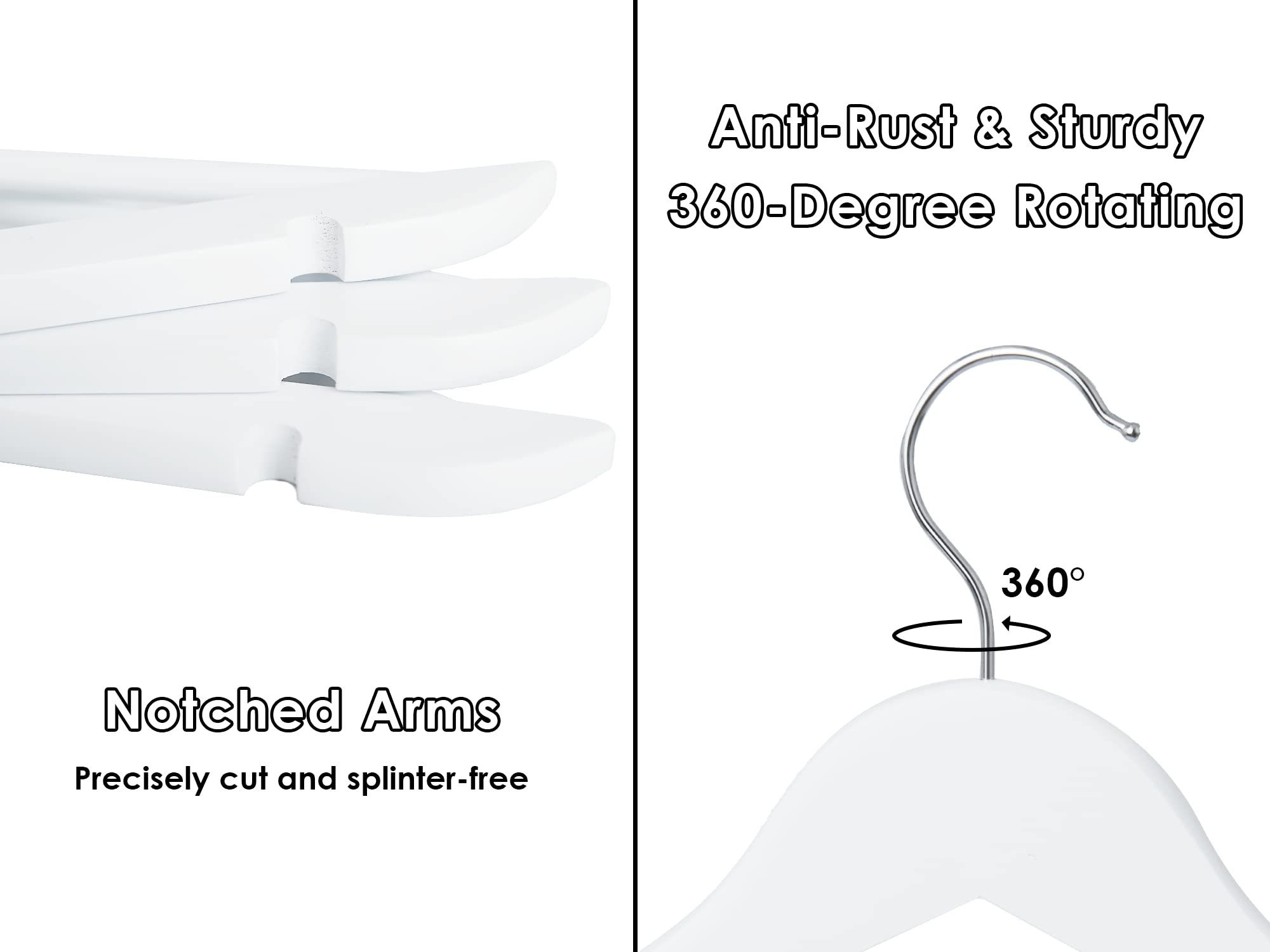 Storageworks White Wood Hanger, Natural Wood Hangers 20 Pack, White Wooden Hangers For Closet, Wooden Coat Hangers For Coats, Sh