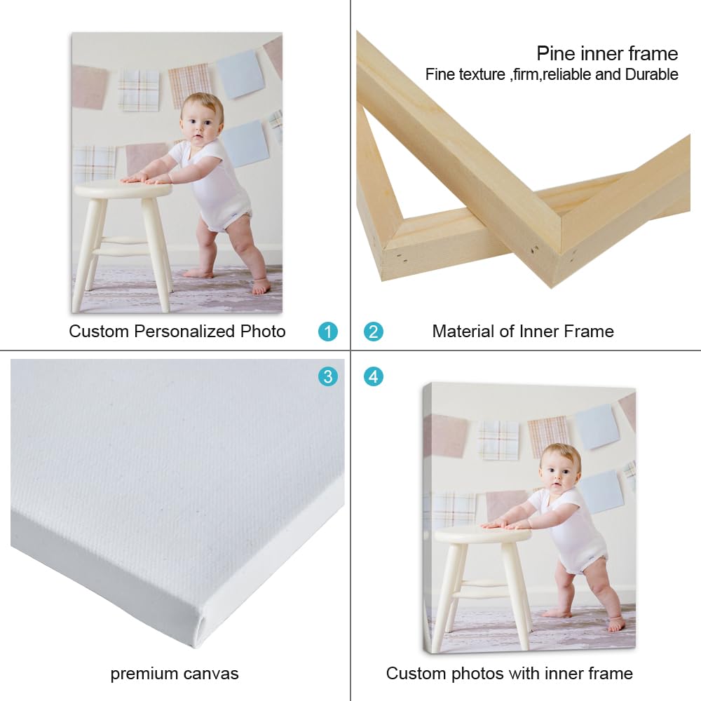 Custom Framed Canvas Prints With Your Photos - Personalized Picture Photo Prints On Canvas Wall Art For Home Decor, Bedroom, Liv