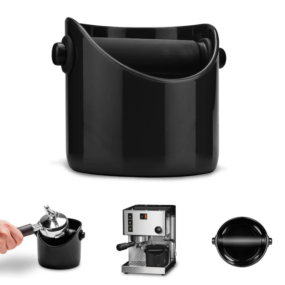 Dreamfarm Grindenstin  Modern Espresso Knock Box  Sturdy & Compact Coffee Knock Box  Space-Saving Coffee Ground Bin With Durable