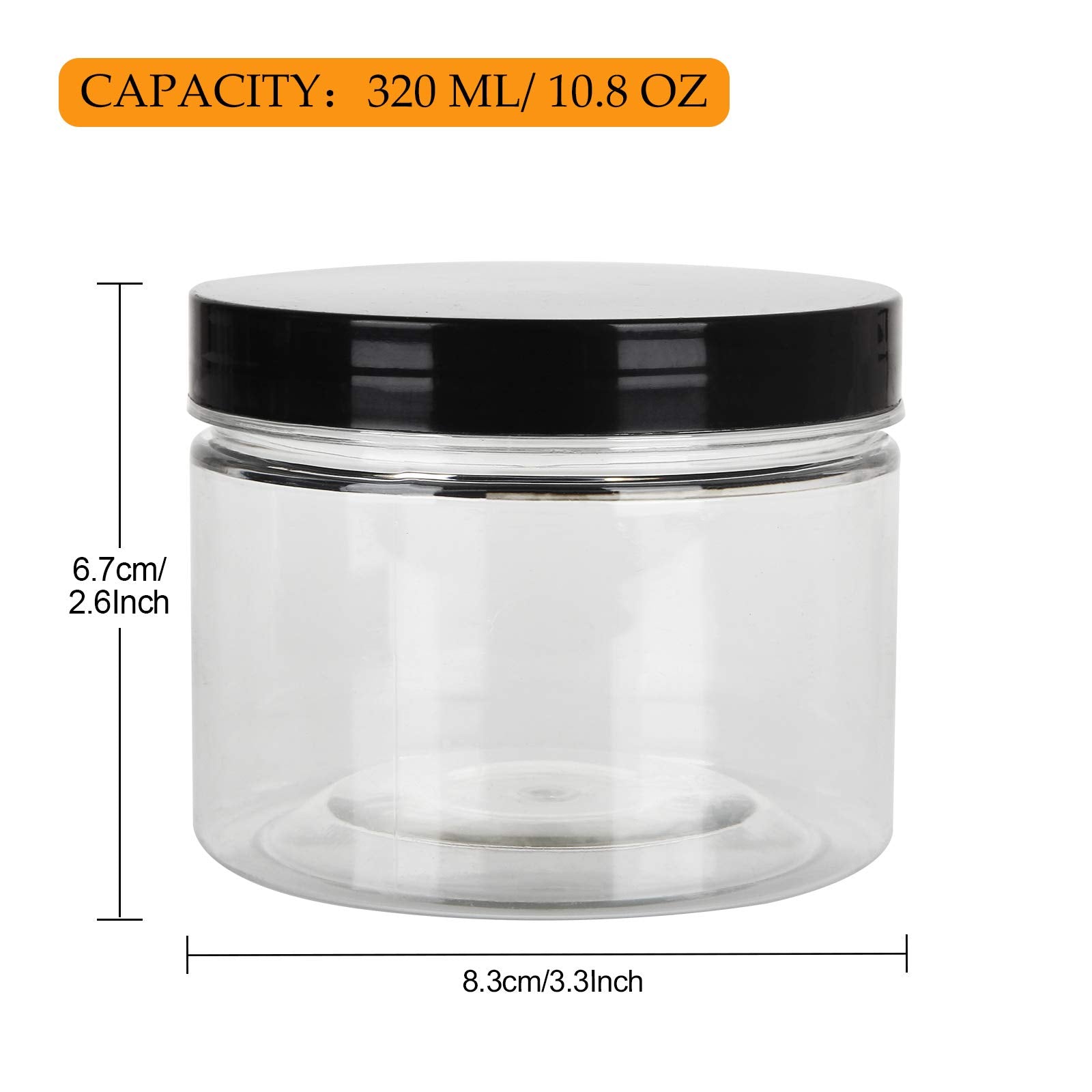 Abuff 18 Pack 10Oz Empty Slime Containers, Large Plastic Slime Jars Clear Slime Storage Containers With Lids, Food-Grade Plastic