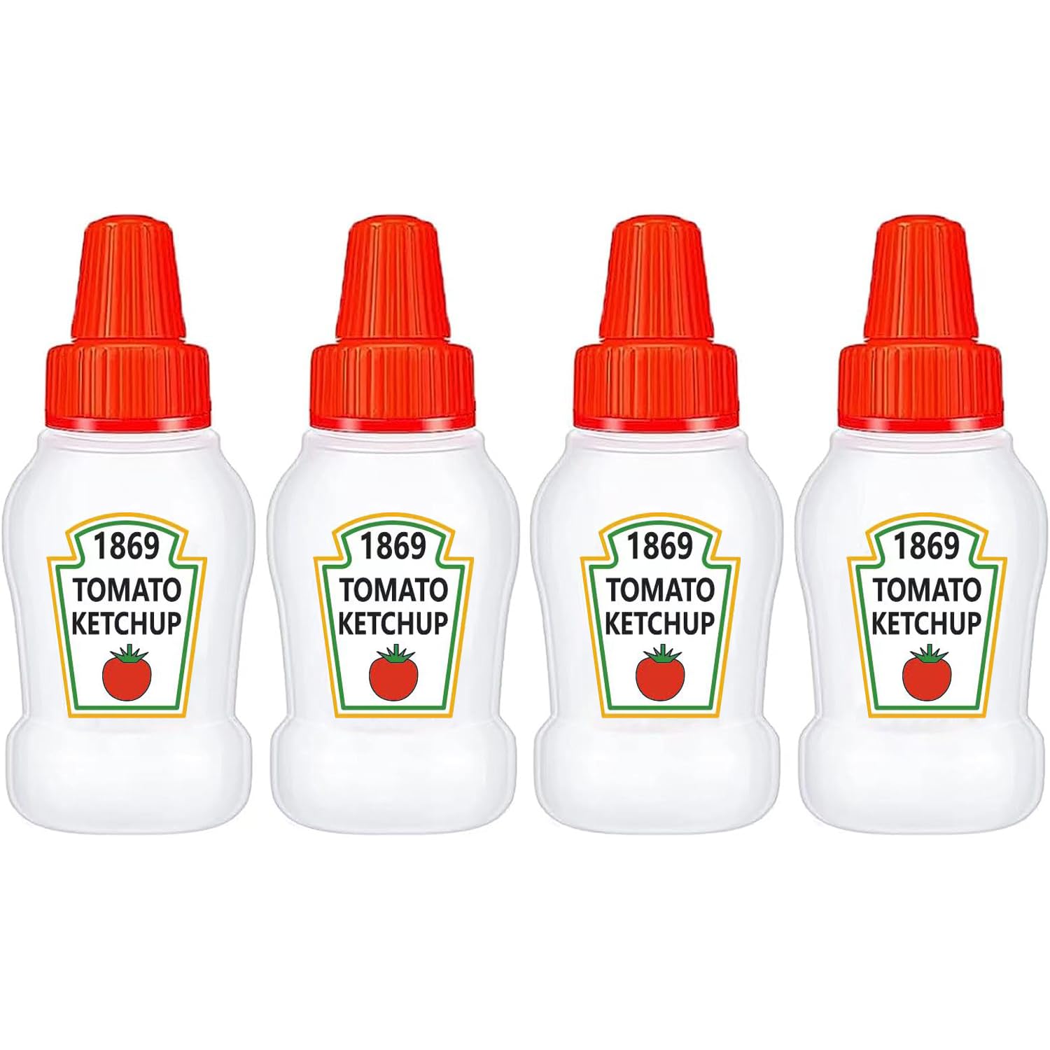 WXOIEOD 4 Pieces Mini Ketchup Bottle for Bento Box Accessories, 1 oz Condiment Squeeze Bottles Empty Plastic Salad Dressing Cont