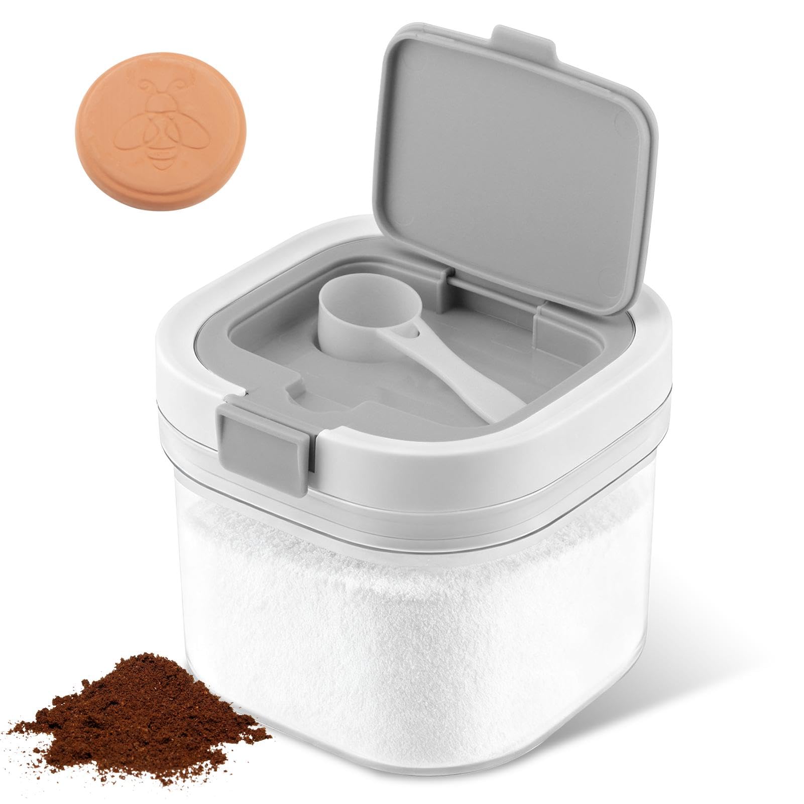 FuGuiHui Brown Sugar Container with Spoon and Brown Sugar Keeper Disc, 800ml Brow-n Su-gar Keeper for Grounds Coffee, Beans, Tea