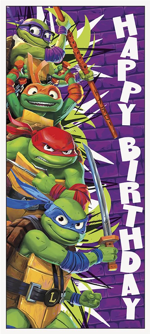 Teenage Mutant Ninja Turtles Birthday Door Poster - 27'' X 60'', 1 Count | Eye-Catching Party Decoration For Kid'S Parties
