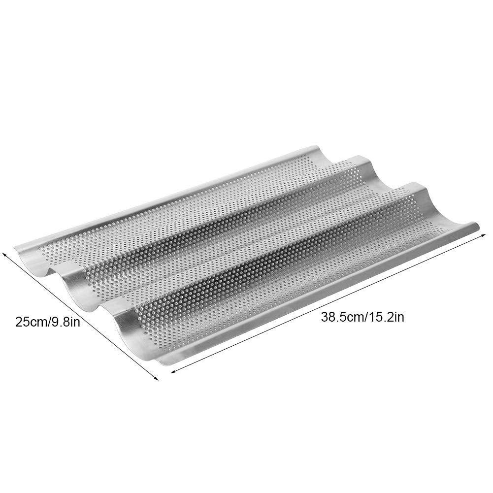 Topincn 430 Stainless Steel French Bread Waves Baking Tray Pan Bread Baking Tool 3 Silver