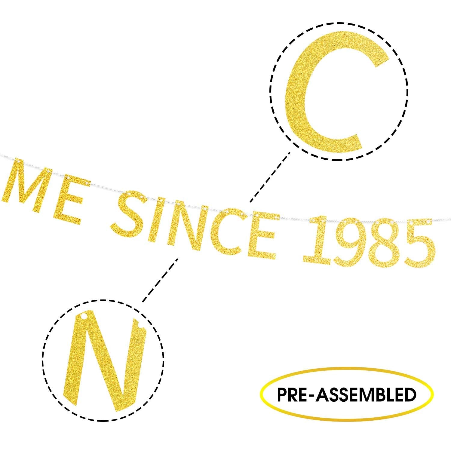 Awesome Since 1985 Pre-Strung Gold Glittery 39Th Birthday Banner 39 Thirty Nine Years Old Birthday Party Decorations For Men Wom
