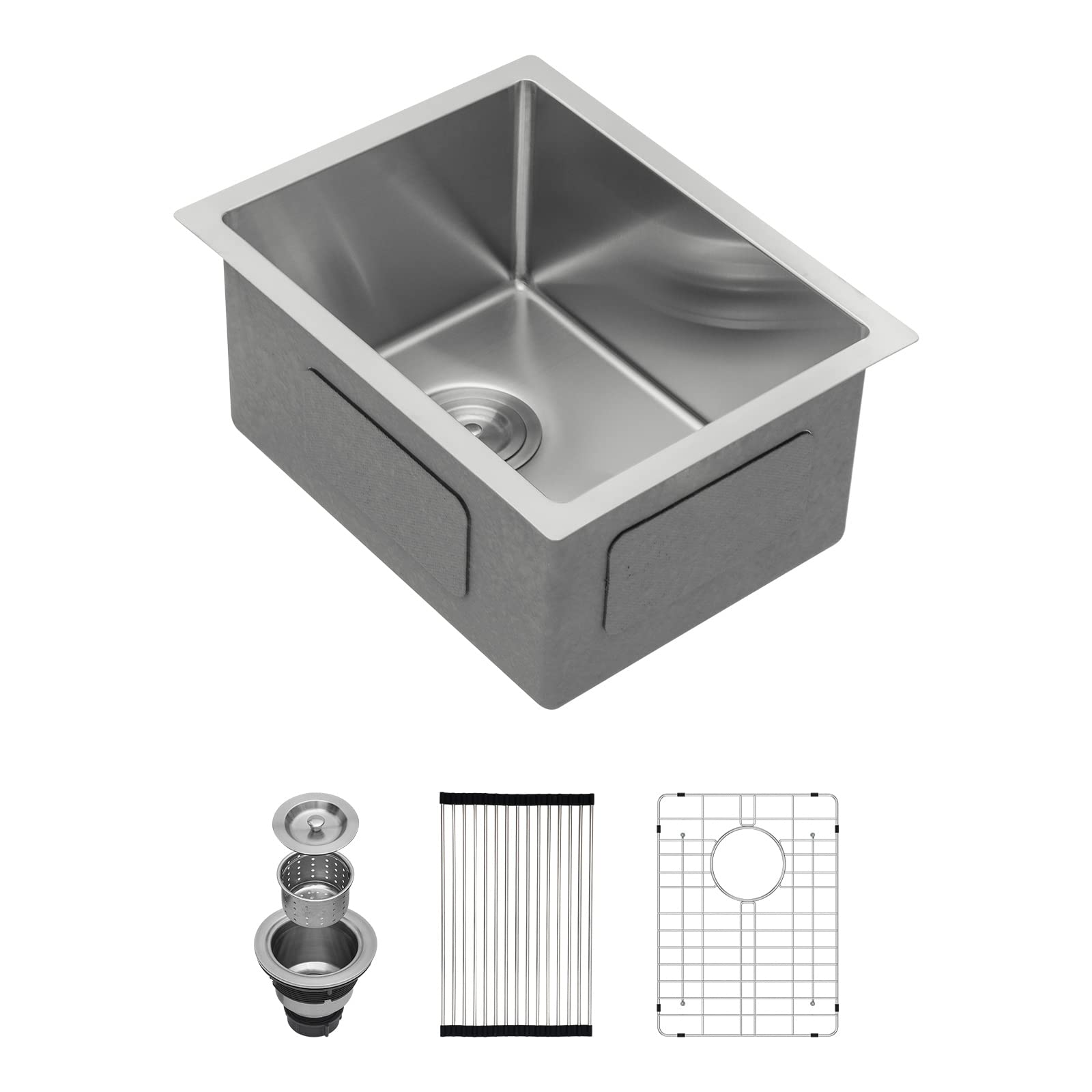 15 Bar Sink Undermount - Lordear 15X17 Inch Stainless Steel Undermount Sink Bar Prep Sink 16 Gauge R10 Round Corner Deep Single