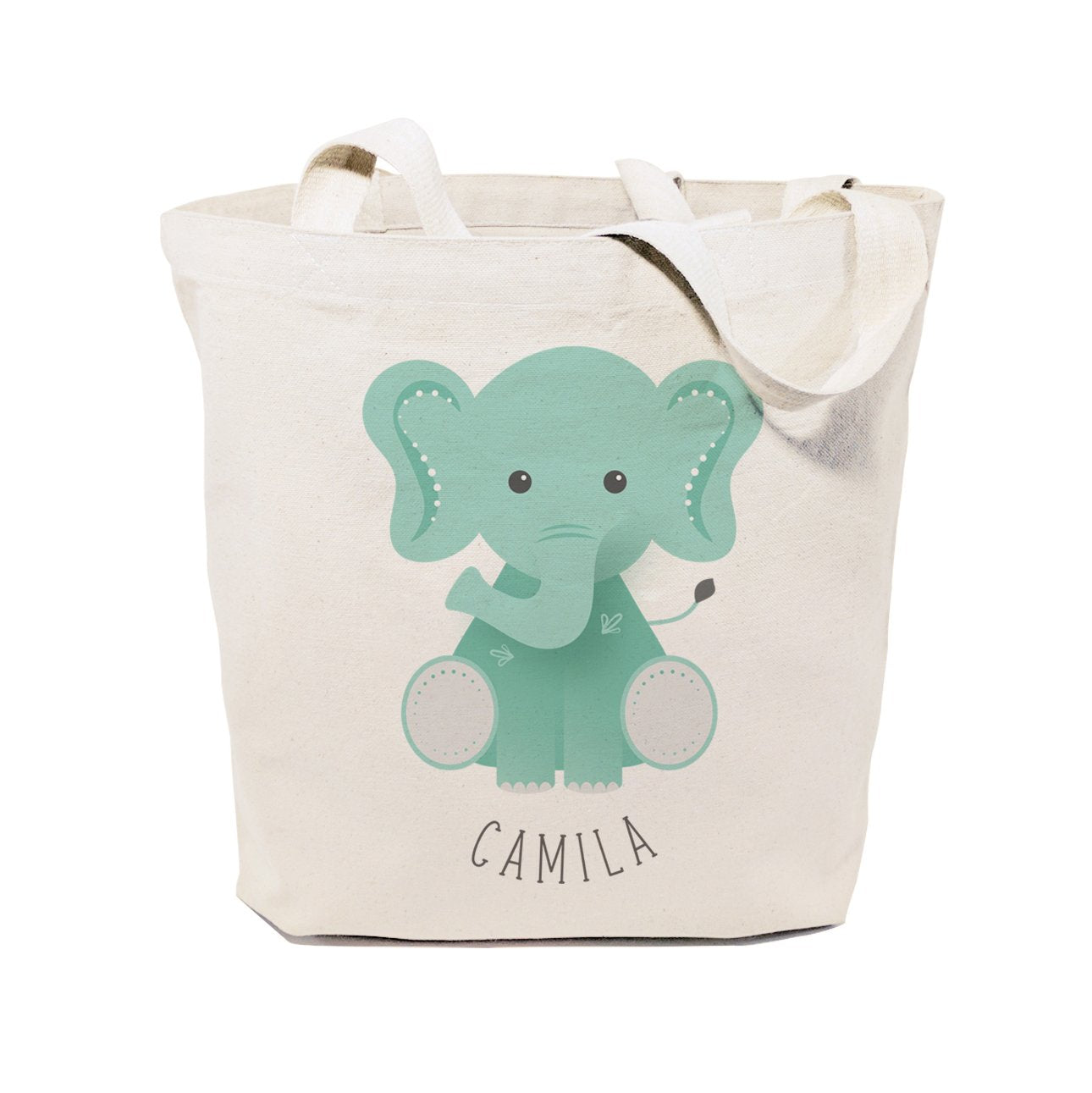 The Cotton & Canvas Co. Personalized Elephant Beach, Shopping And Travel Resusable Shoulder Tote And Handbag For Kids, Teens And