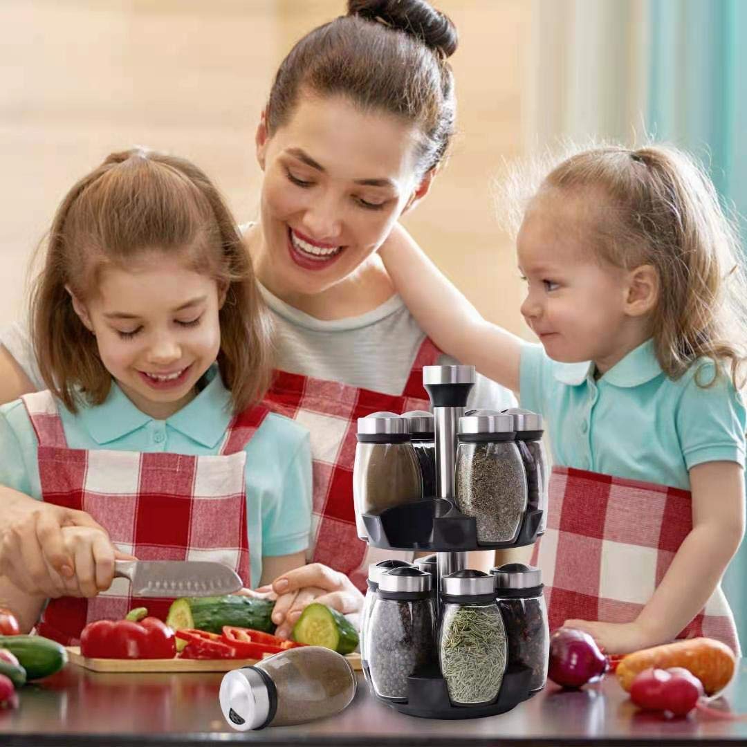 Revolving Spice Rack Organizer Storage for kitchen, Spice Stand Holder, Spinning Countertop Herb and Spice Rack Organizer with 1