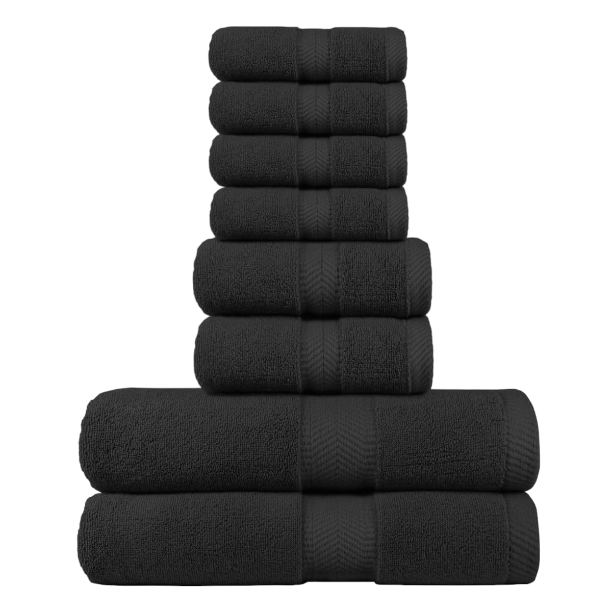 By Lora Terry Bath Towel Hand Towel And Wash Cloth Plush Towel For Bath Shower Black Set Of 8
