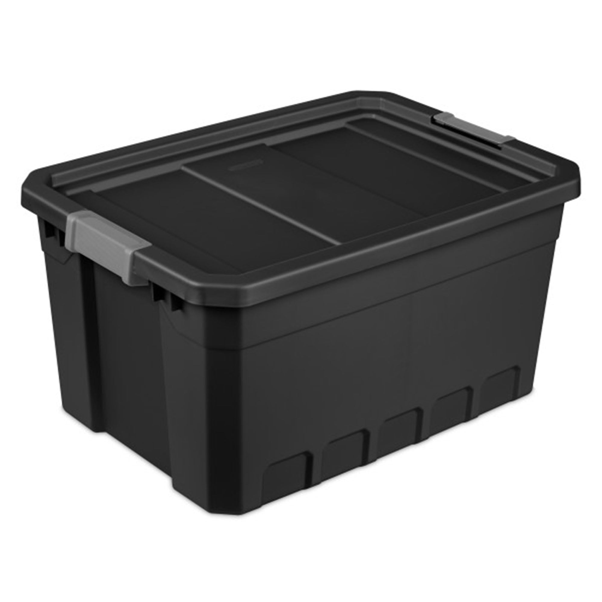 Sterilite 19 Gallon Plastic Stacker Tote, Heavy Duty Lidded Storage Bin Container For Stackable Garage And Basement Organization