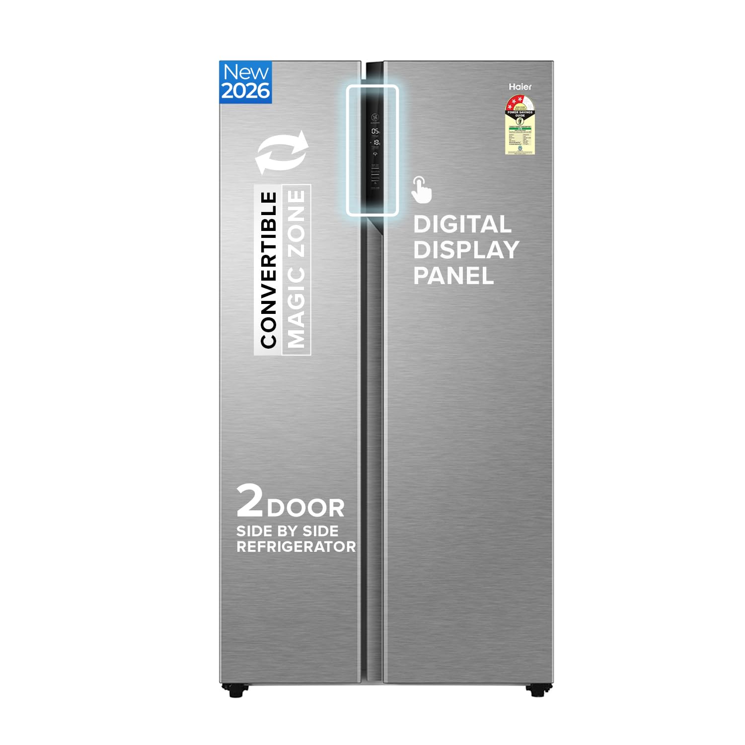 Haier 596L 3Star 2 Door Side By Side Frost Free Refrigerator|100% Convertible|Expert Inverter|Digital Display Panel|Twist Ice Tr