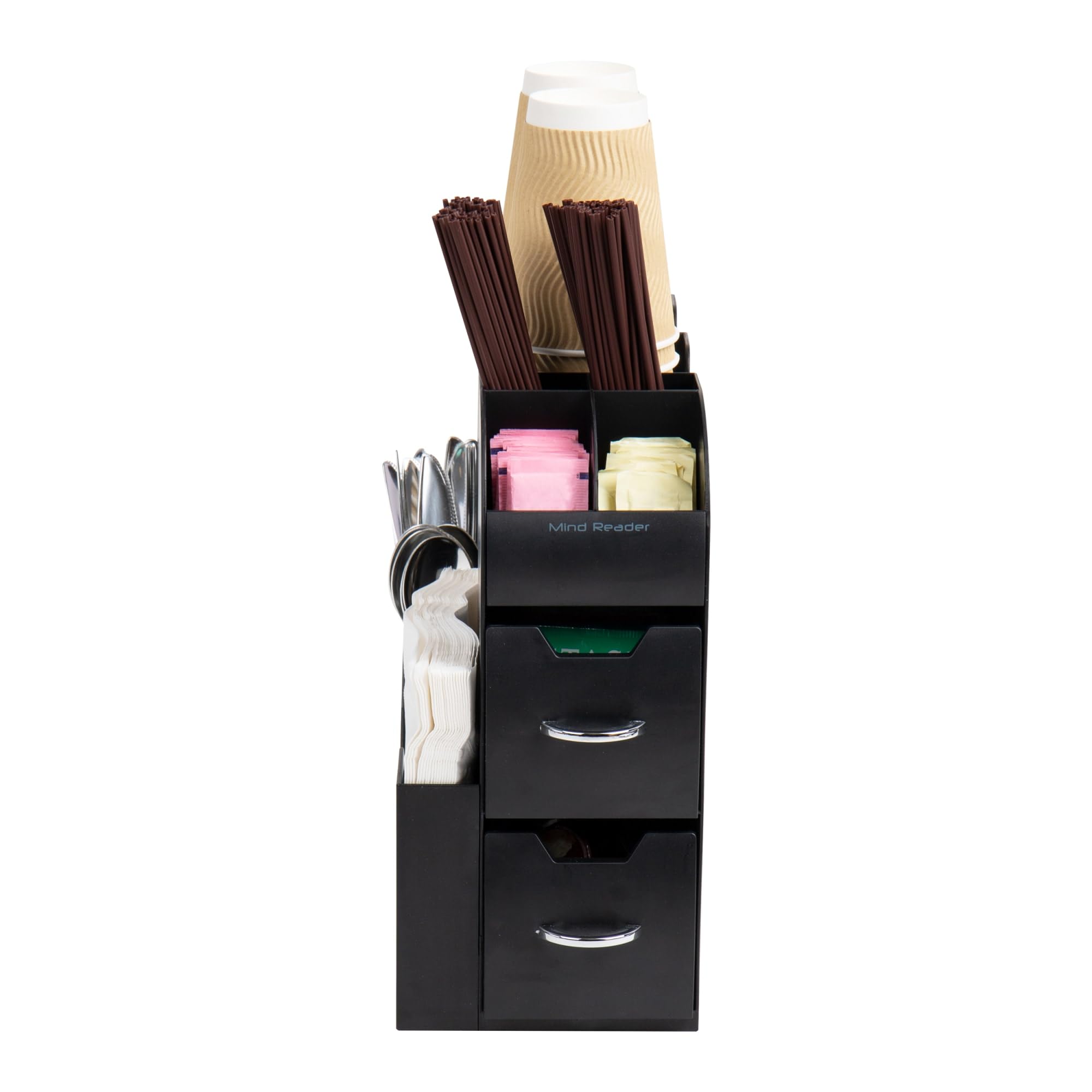 Mind Reader Cup And Condiment Station, Set Of 2, Countertop Organizer, Coffee Bar, Kitchen, 5.35'' L X 11.25'' W X 11.15'' H, Bl