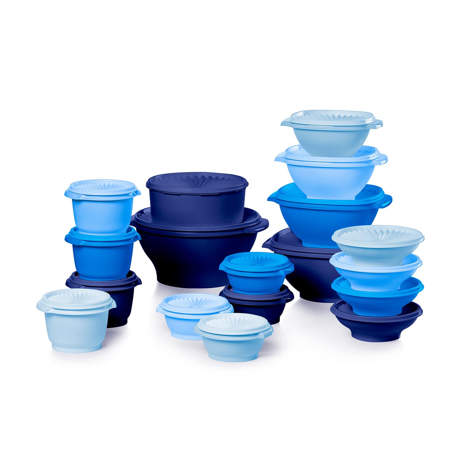 Tupperware Heritage Collection, New 36 Piece Food Storage Container Set in Vintage Blue, Dishwasher Safe and BPA Free (18 contai