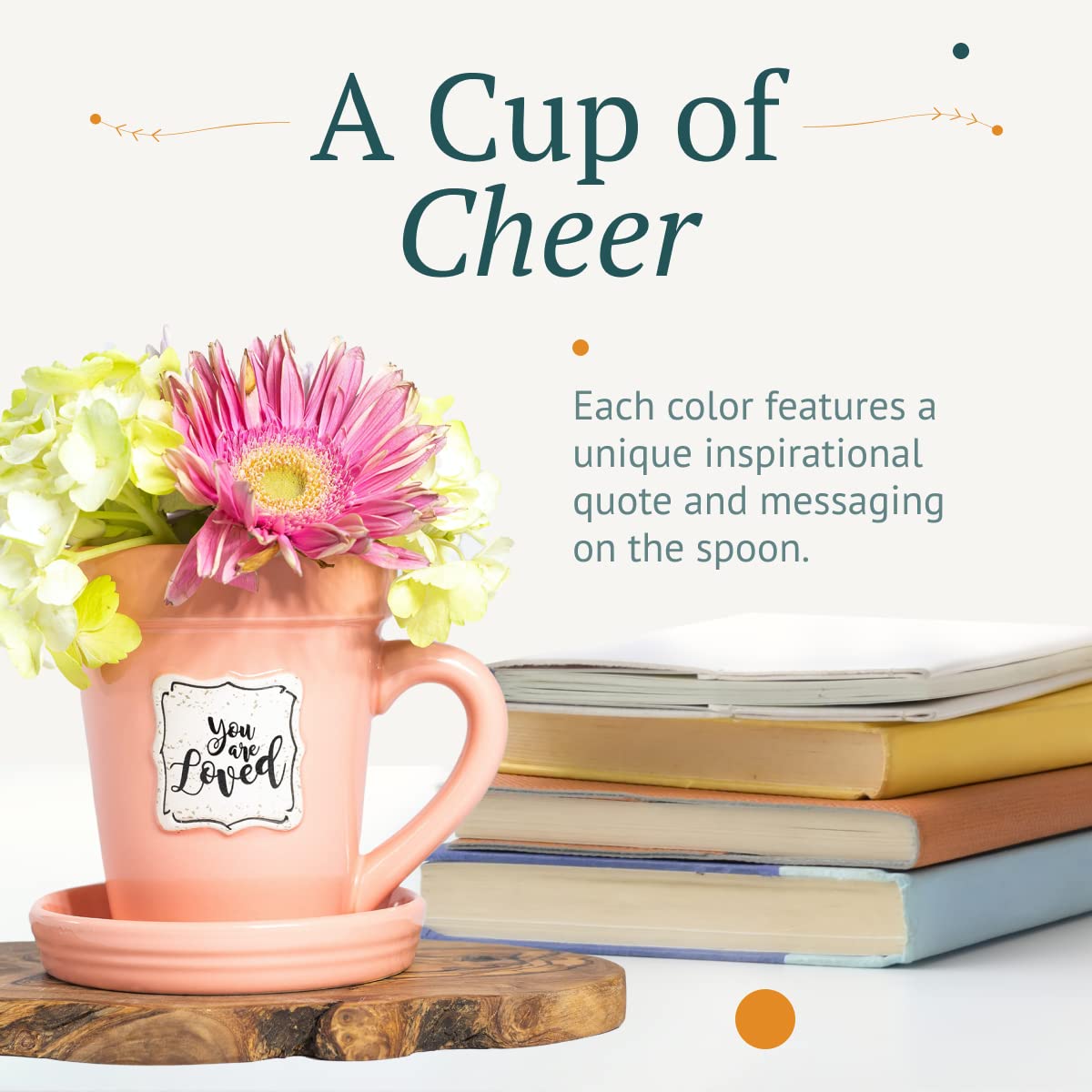 Divinity Boutique Peach Flower Pot Mug - You'Re Loved