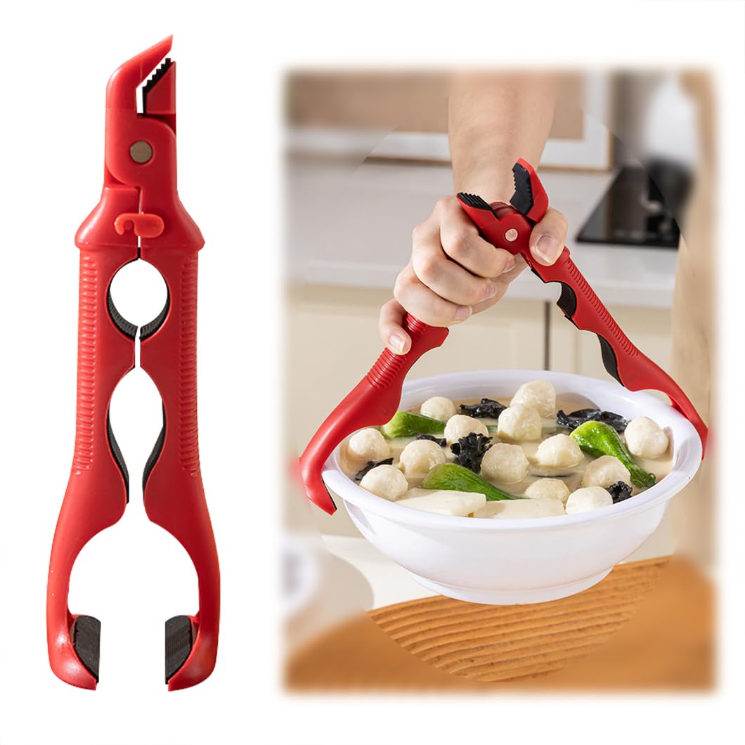 2in1 Silicone Kitchen Clamp with Bottle Opener, Heat Resistant Silicone Tongs, DualHead Design for Microwave Air Fryer Steame